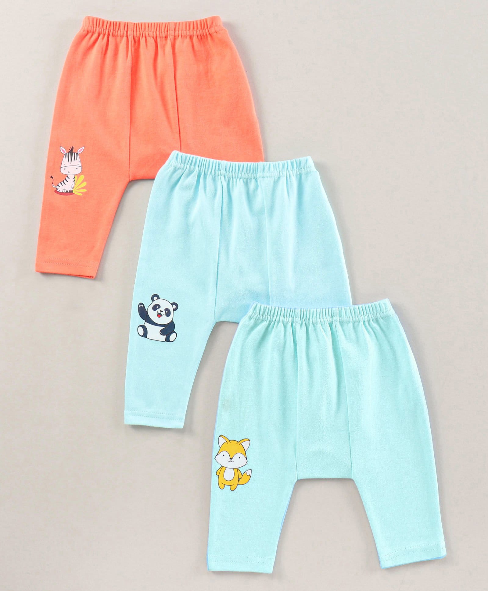 Babyhug Full Length Cotton Antimicrobial Diaper Leggings Pack of 3 - Blue Peach-picture-25