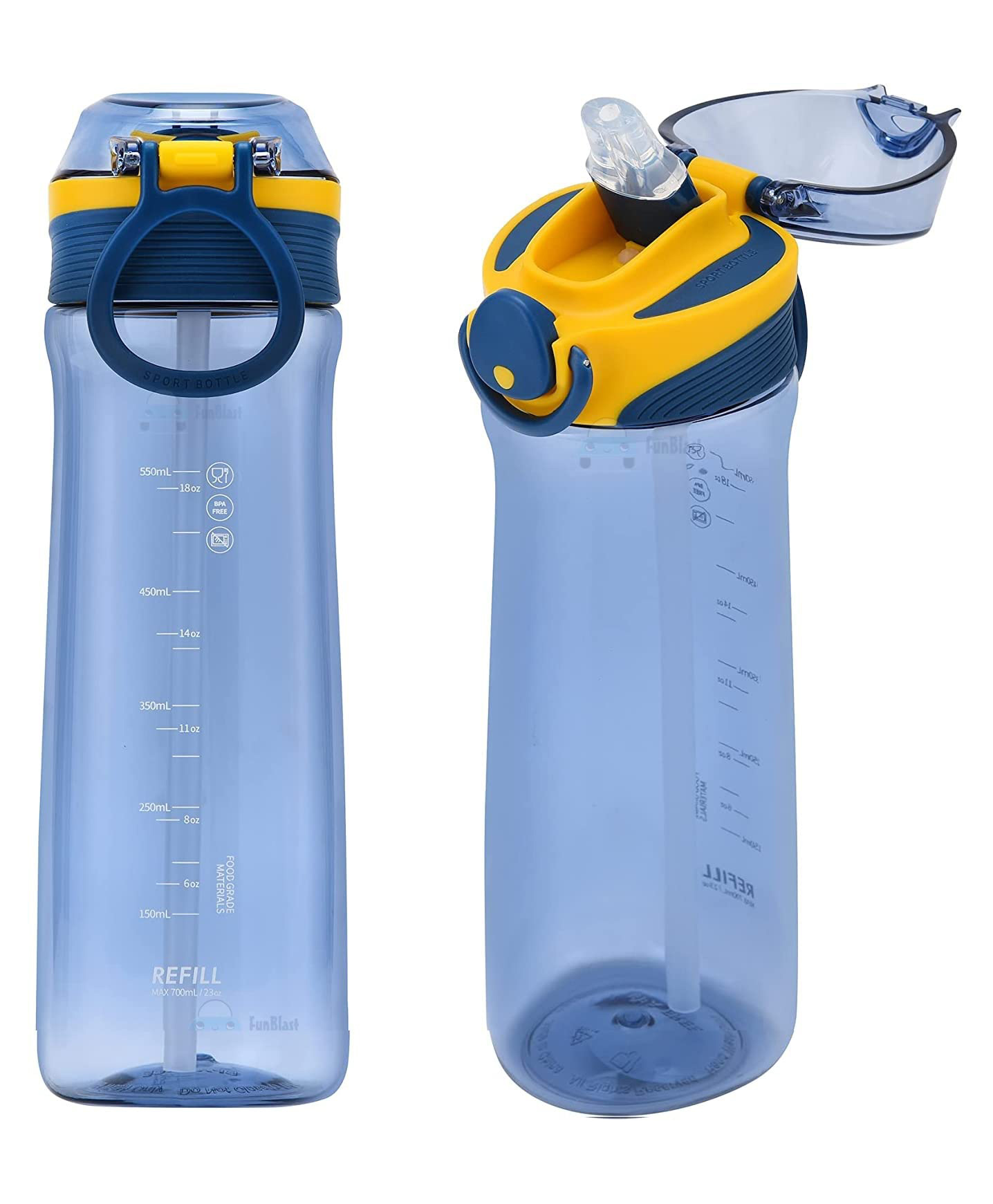 FunBlast Tritan BPA Free Sports Water Bottle Blue - 700 ML-picture-21
