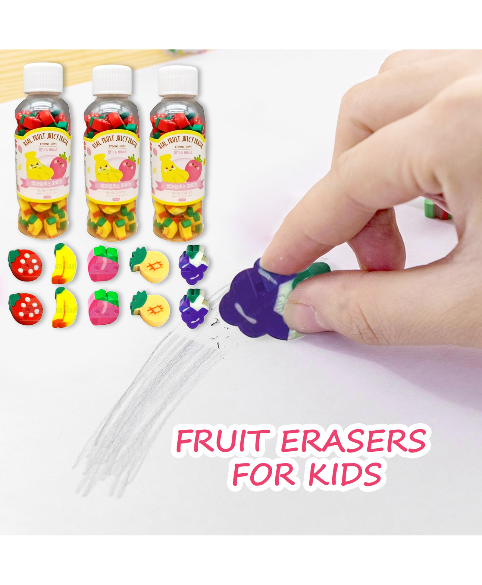 FunBlast Fruits Theme Erasers Pack of 228 - Multicolor-image-48