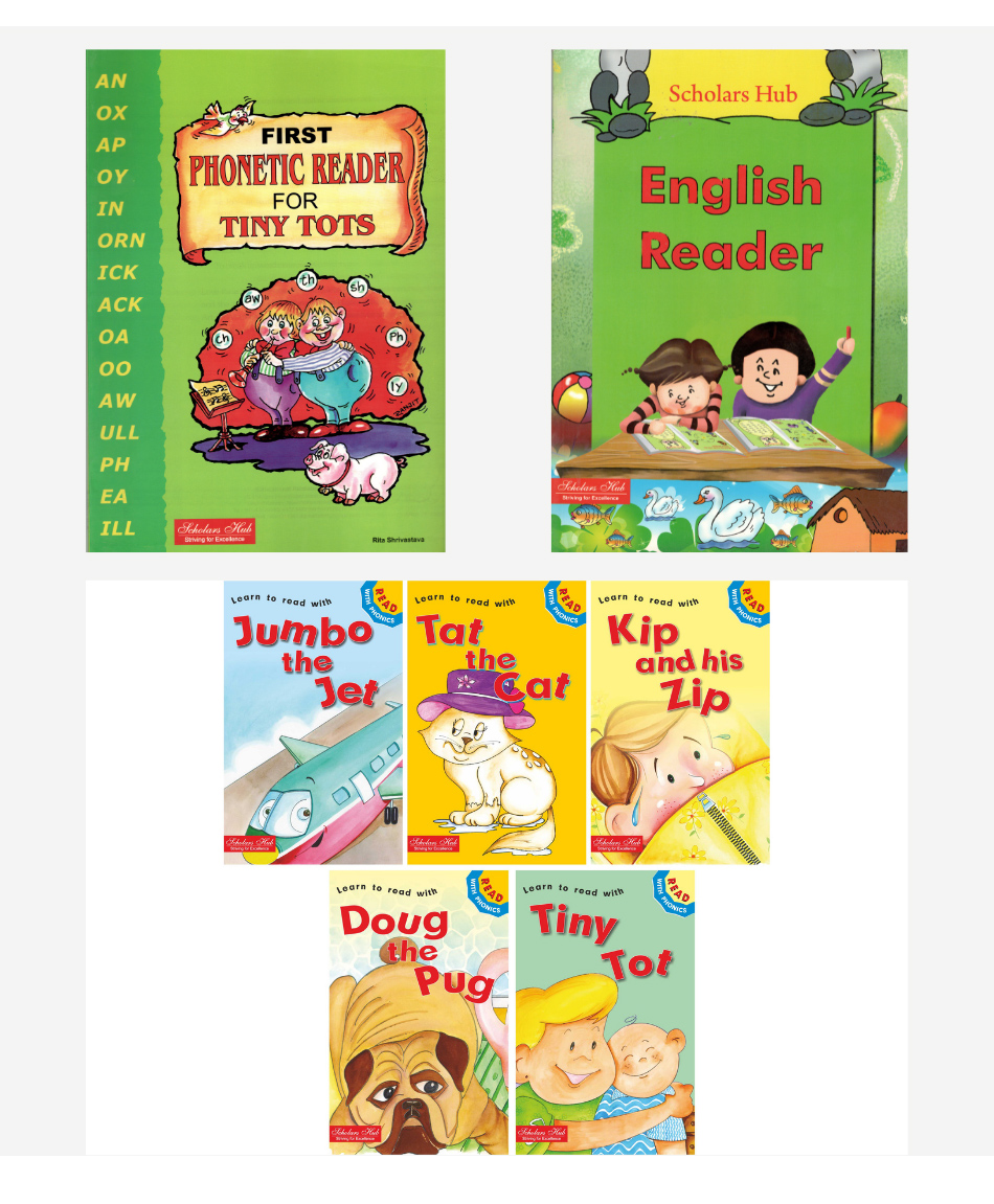 Scholars Hub Childs First Phonics Book Combo Phonetic Reader, English Reader & Phonics Story Set  of 7 - English-picture-20