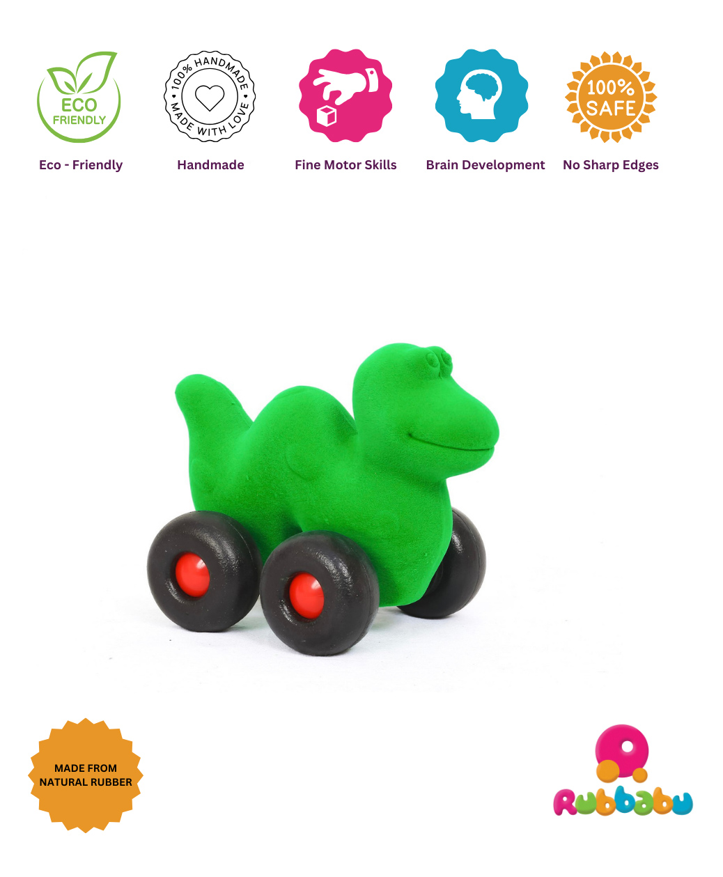 Rubbabu Pull Along Dino Toy - Green-picture-13