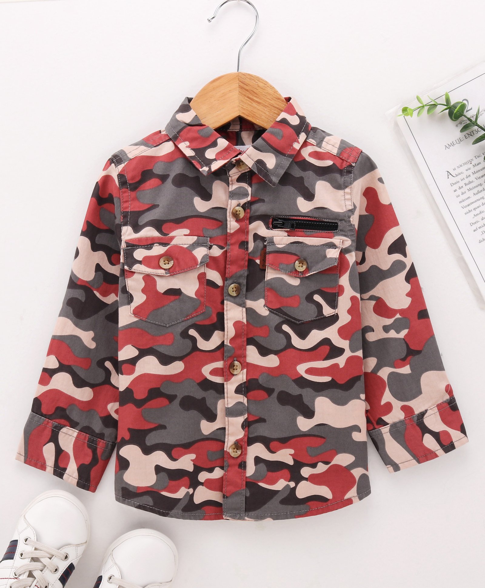 Babyhug Full Sleeves Printed Shirt - Khaki-image-31