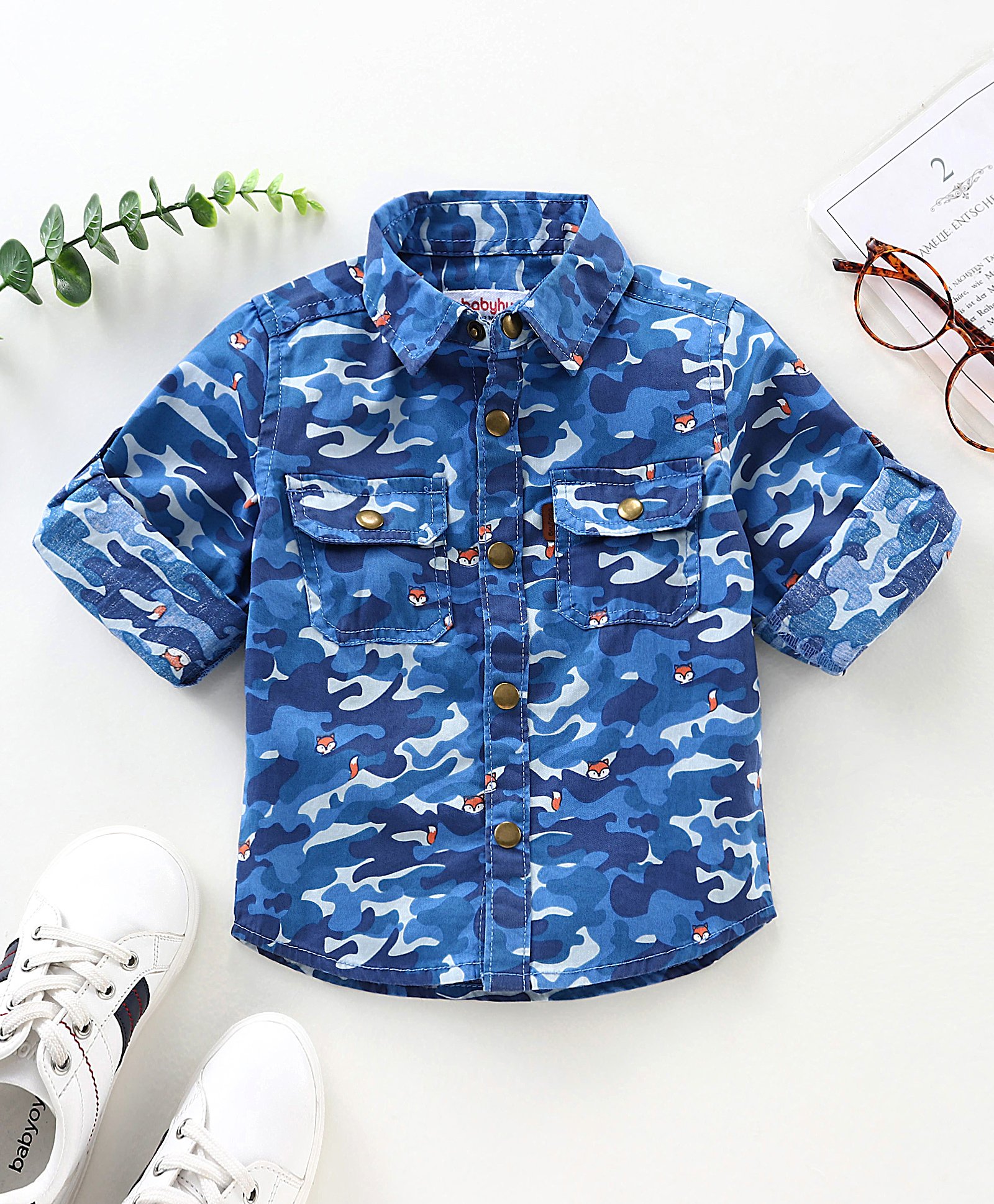 Babyhug FullSleeves Printed Shirt - Blue-image-17