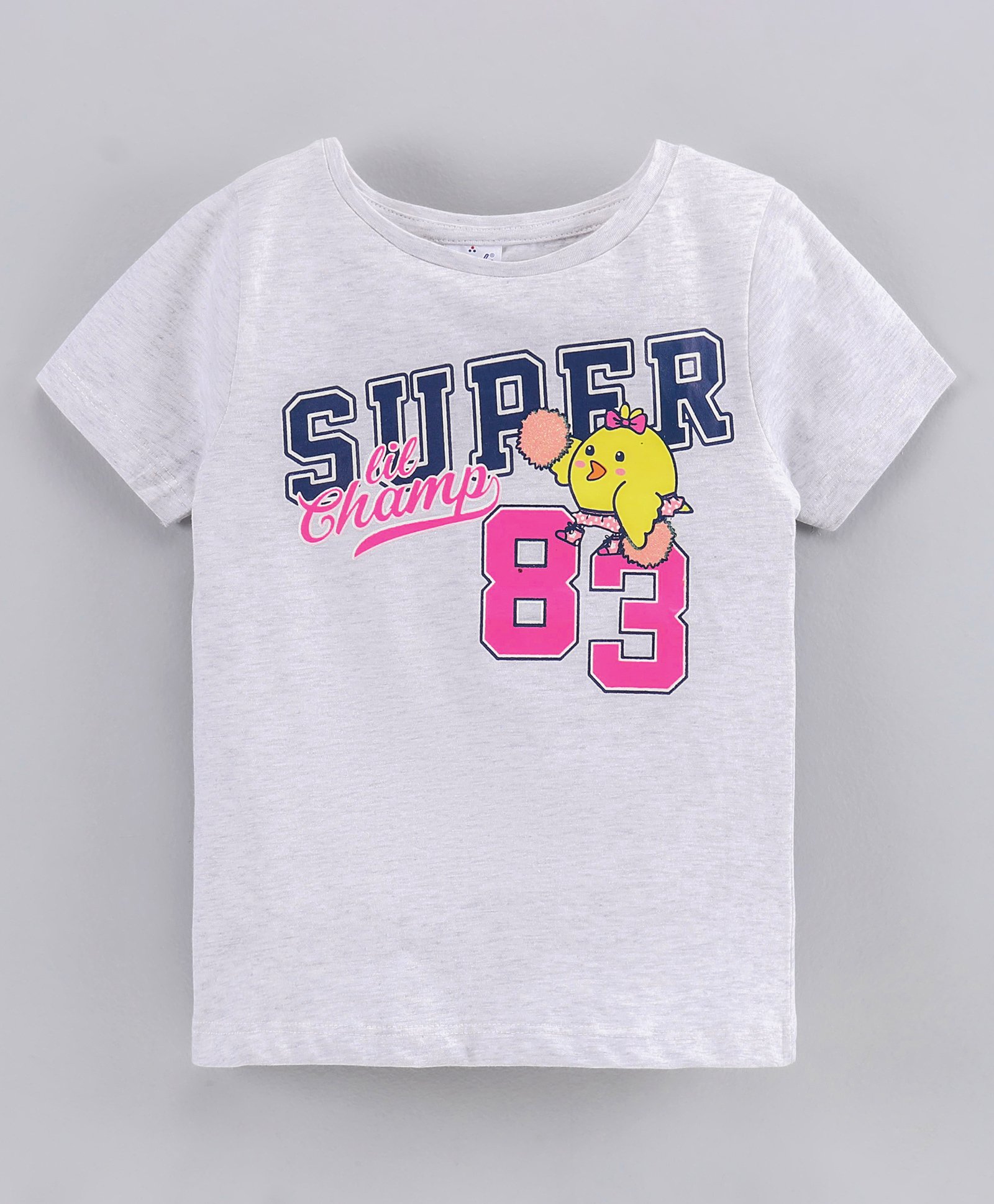 Simply Half Sleeve Top Text Print - Grey-image-4