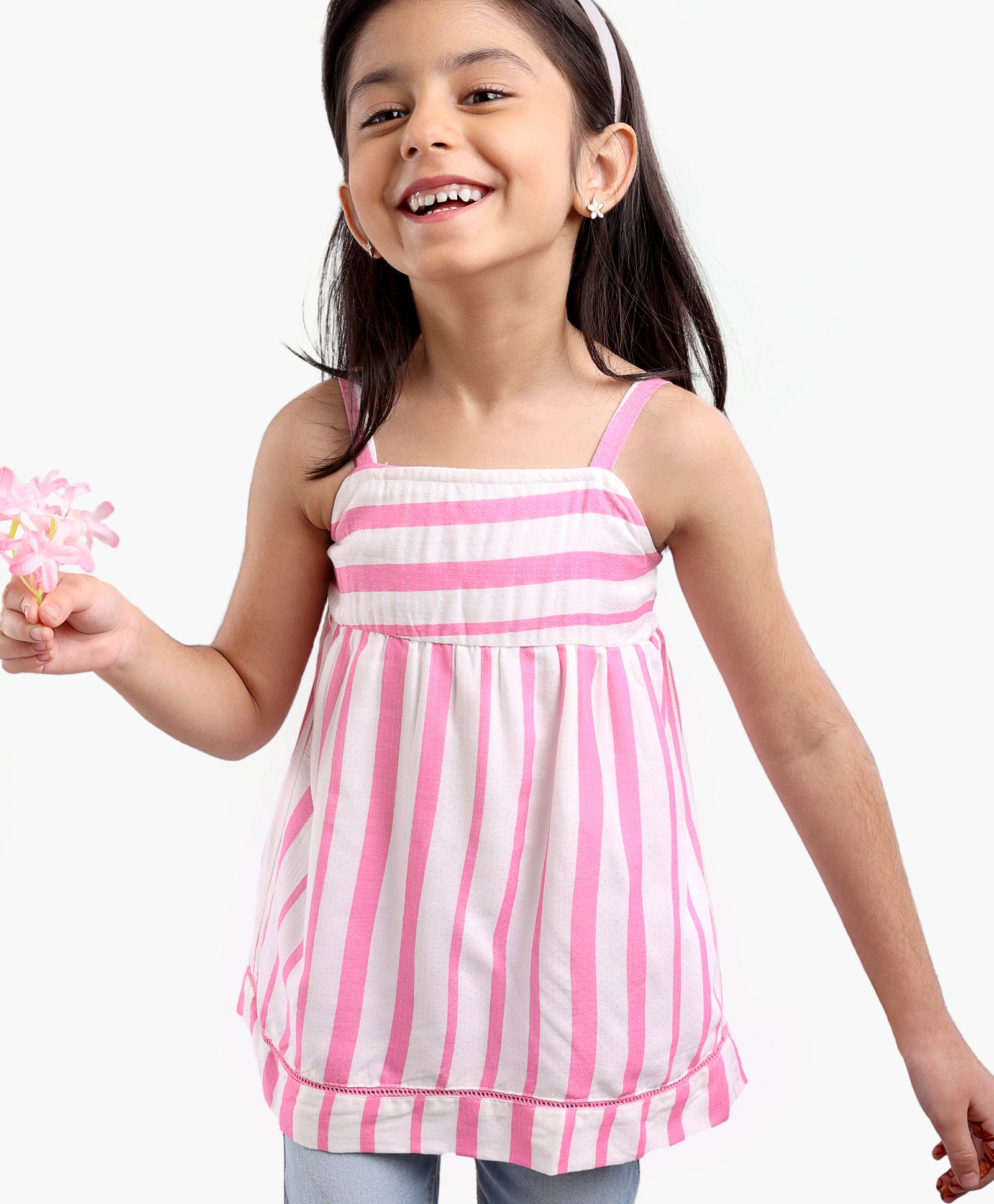 Babyhug Singlet Striped Top - Pink-picture-28