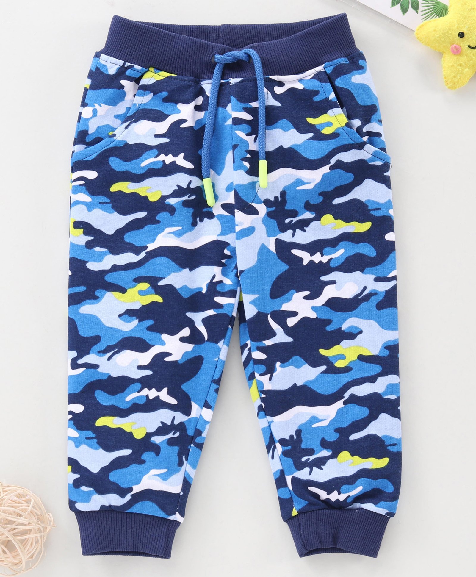 Babyhug Cotton Knit Lounge Pants Camo Print - Blue-image-16