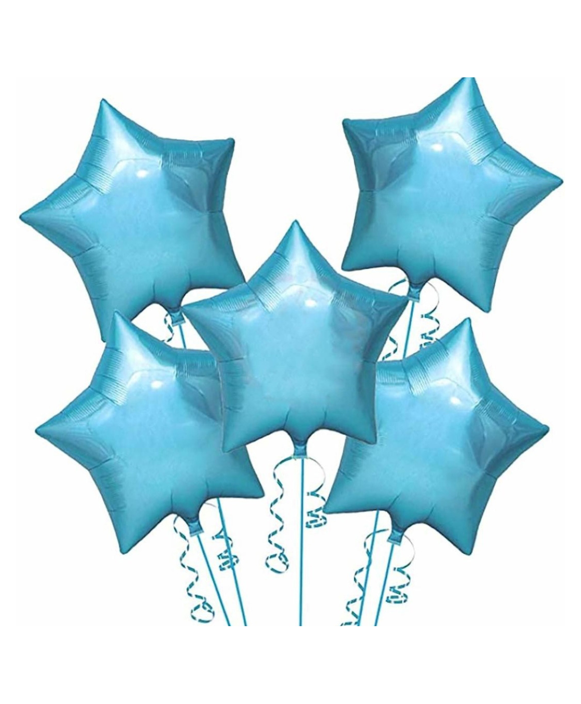 Bubble Trouble 5Pcs 18" Light Blue Star Foil Balloons For Birthday Decoration Blue - Pack of 5-image-22