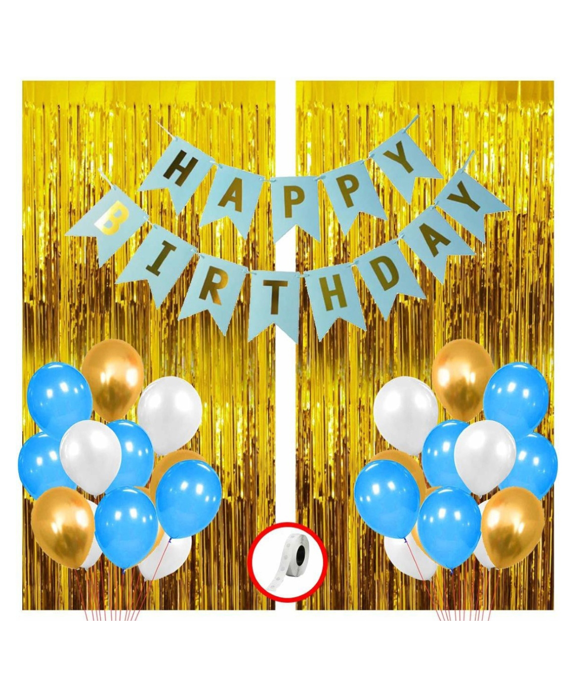 Bubble Trouble Blue White & Golden Birthday Balloons Combo Set For Kids Or boys Birthday Decoration Items - Pack of 64-picture-37