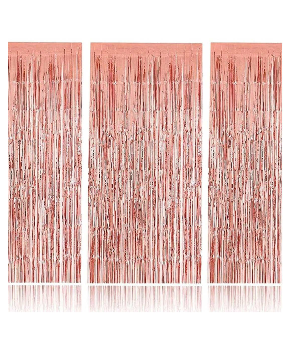Bubble Trouble Rose Gold Metallic Tinsel Foil Fringe Curtains for Celebrations & Decorations - Pack of 3-image-3