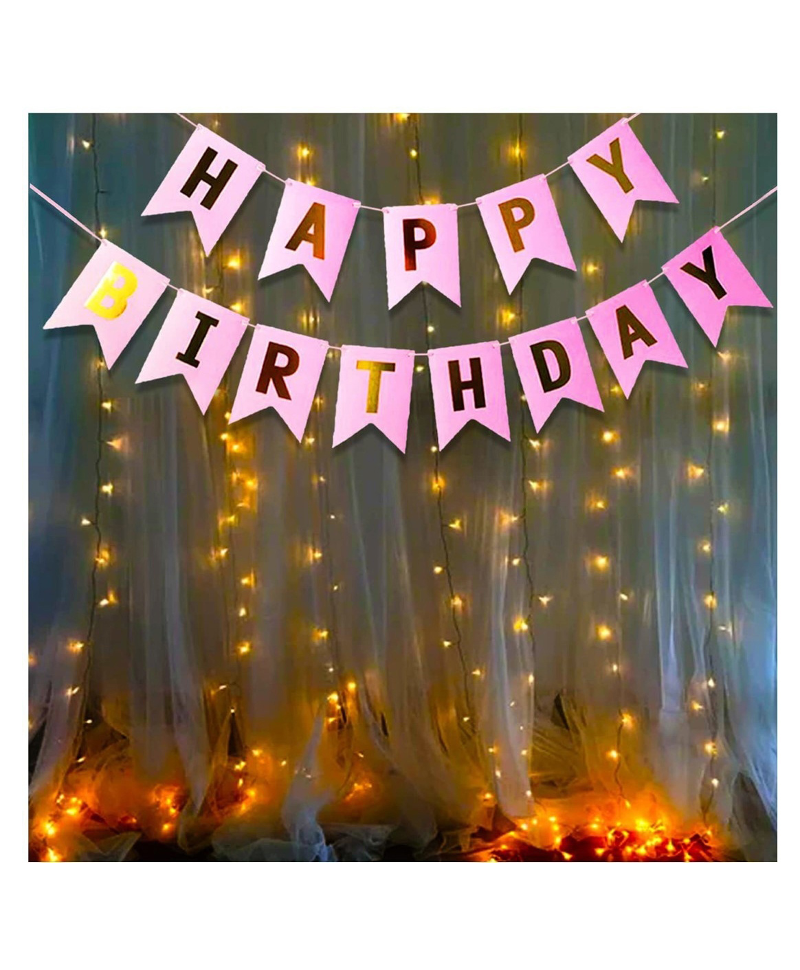 Bubble Trouble Pink Happy Birthday Banner with Led Fairy Light Pack of 2 - Multicolour-image-36