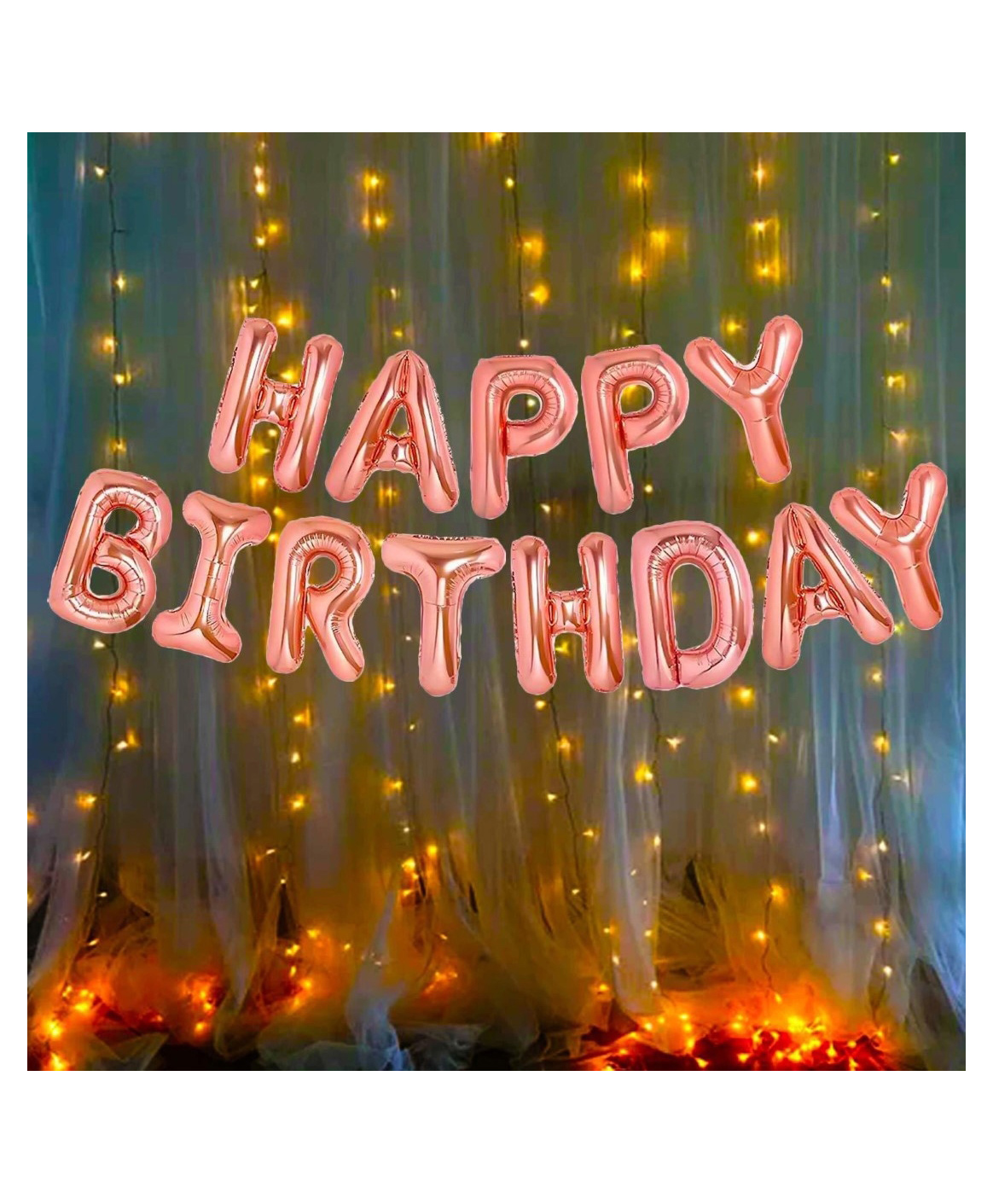 Bubble Trouble Happy Birthday Foil Decoration Kit With Fairy Light Rose Gold - Pack Of 2-picture-31