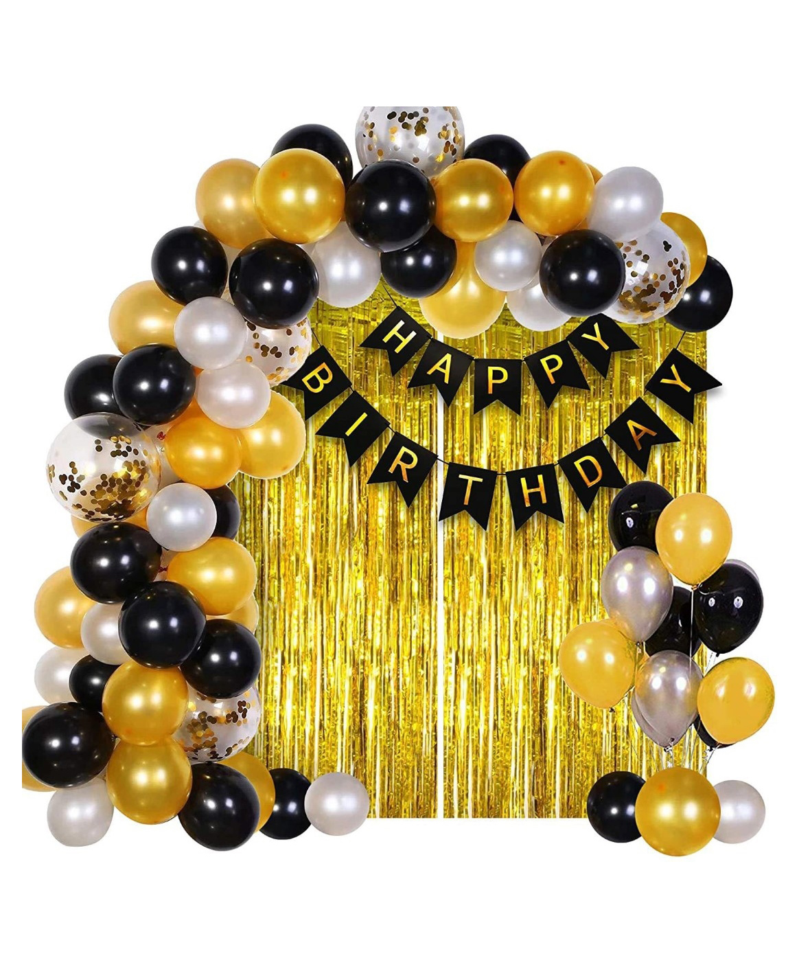 Bubble Trouble Happy Birthday Decoration Kit Combo Golden Black - Pack of 42-picture-14