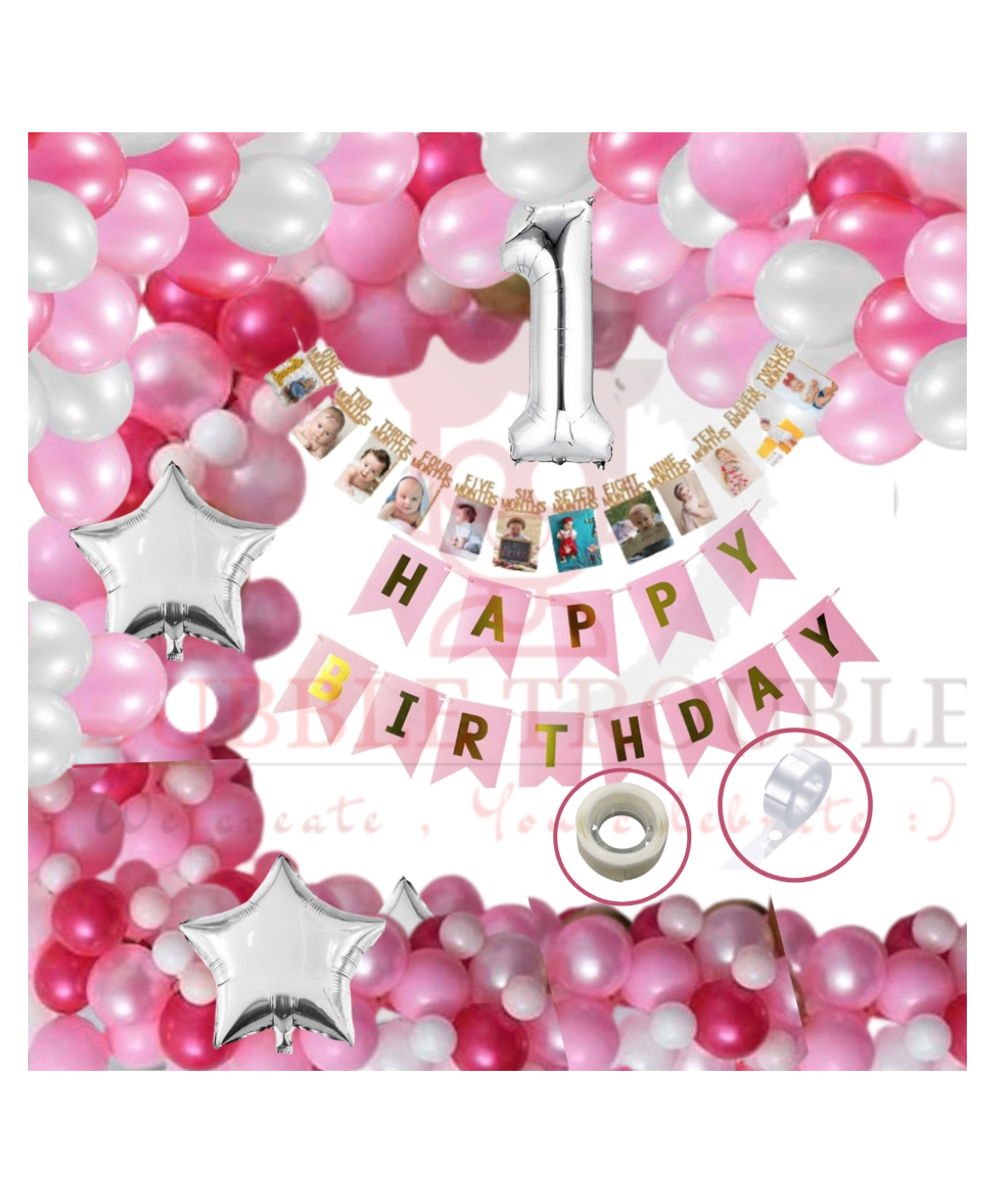 Bubble Trouble Happy Birthday Balloon Decoration Kit Combo - Pack of 67-image-13