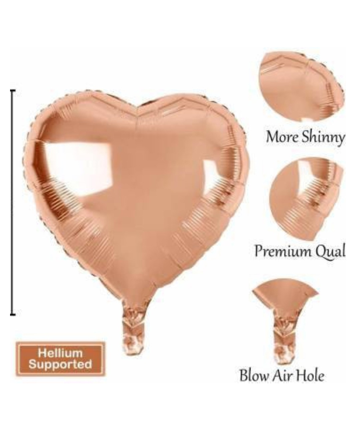 Bubble Trouble 18 inches Rose Gold Heart Shape Party Decorative Foil Balloon - Pack of 5-image-49