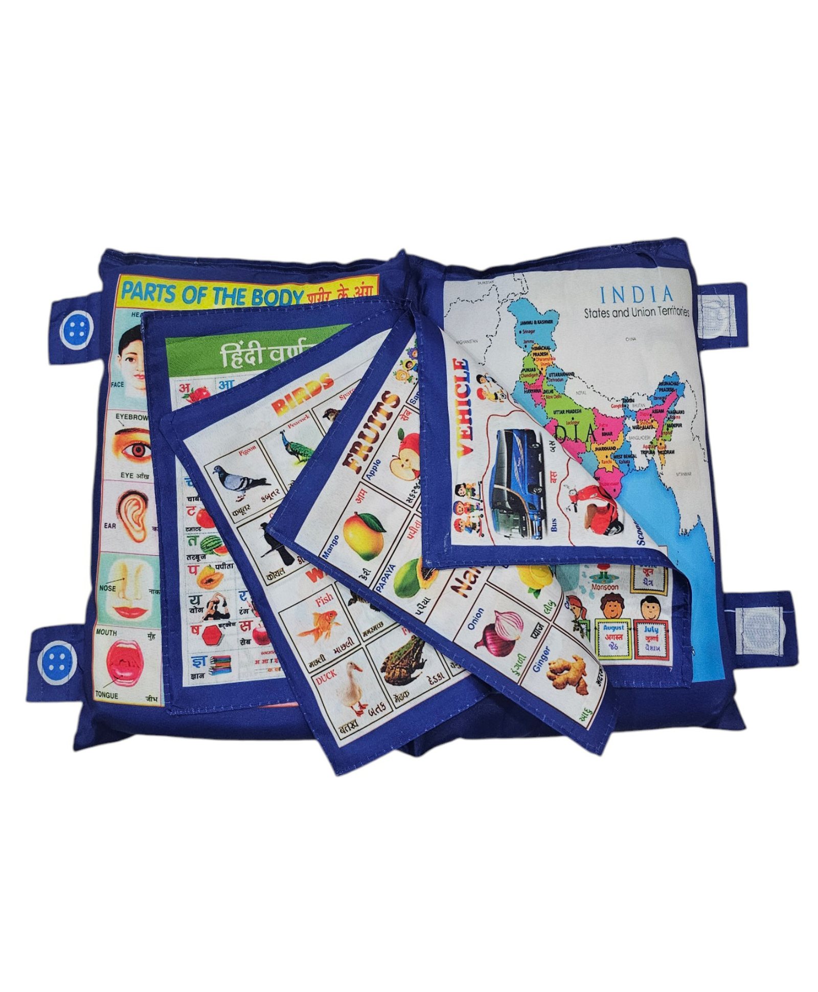 ADKD Kids Learning Pillow Cum Cloth Book Blue (Design May Vary) - English Hindi-image-45
