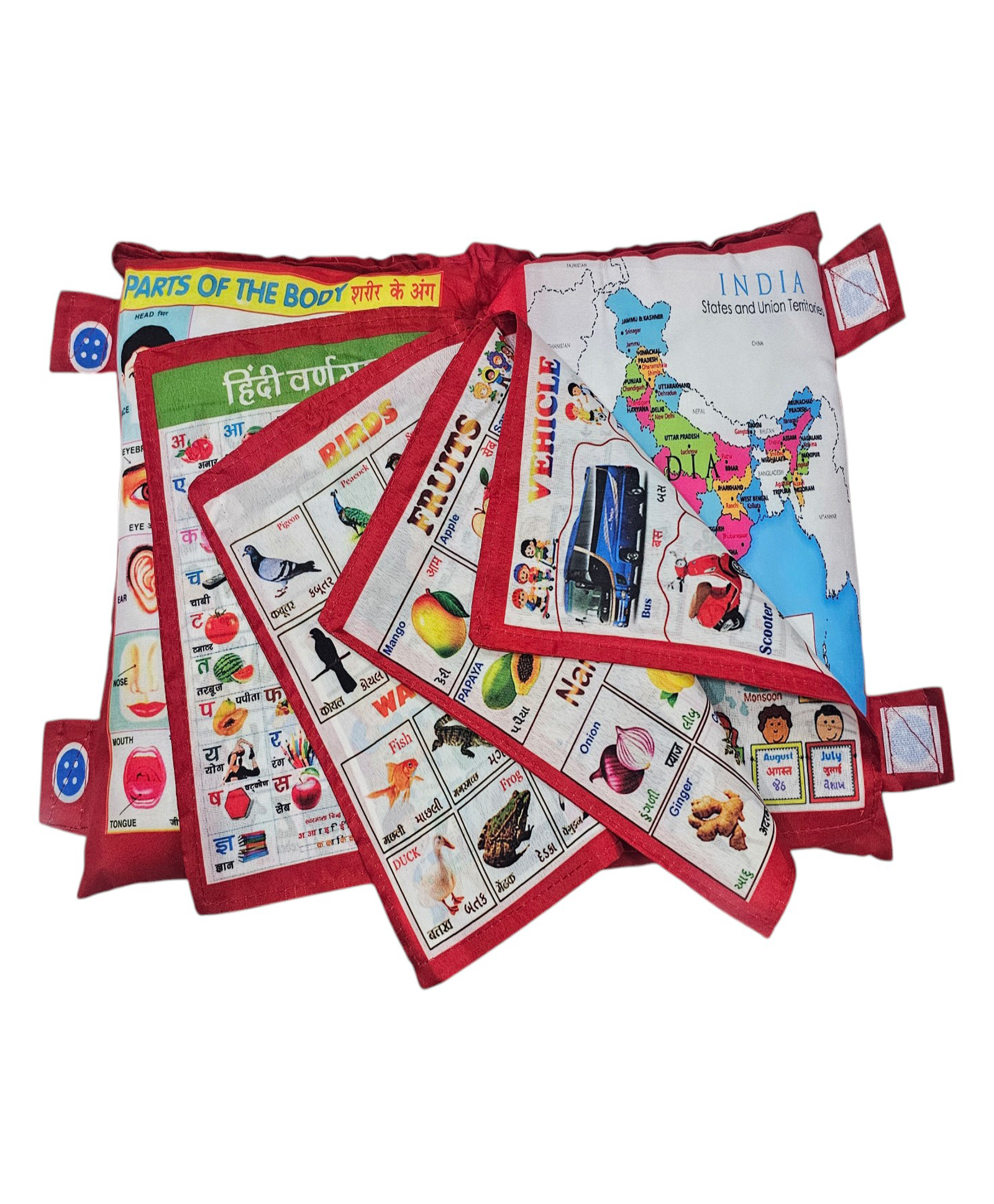 ADKD Kids Learning Pillow Cum Cloth Book Red (Design May Vary) - English Hindi-image-21