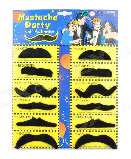 Funcart Stick On Party Moustache Pack Of 12 - Black-image-45