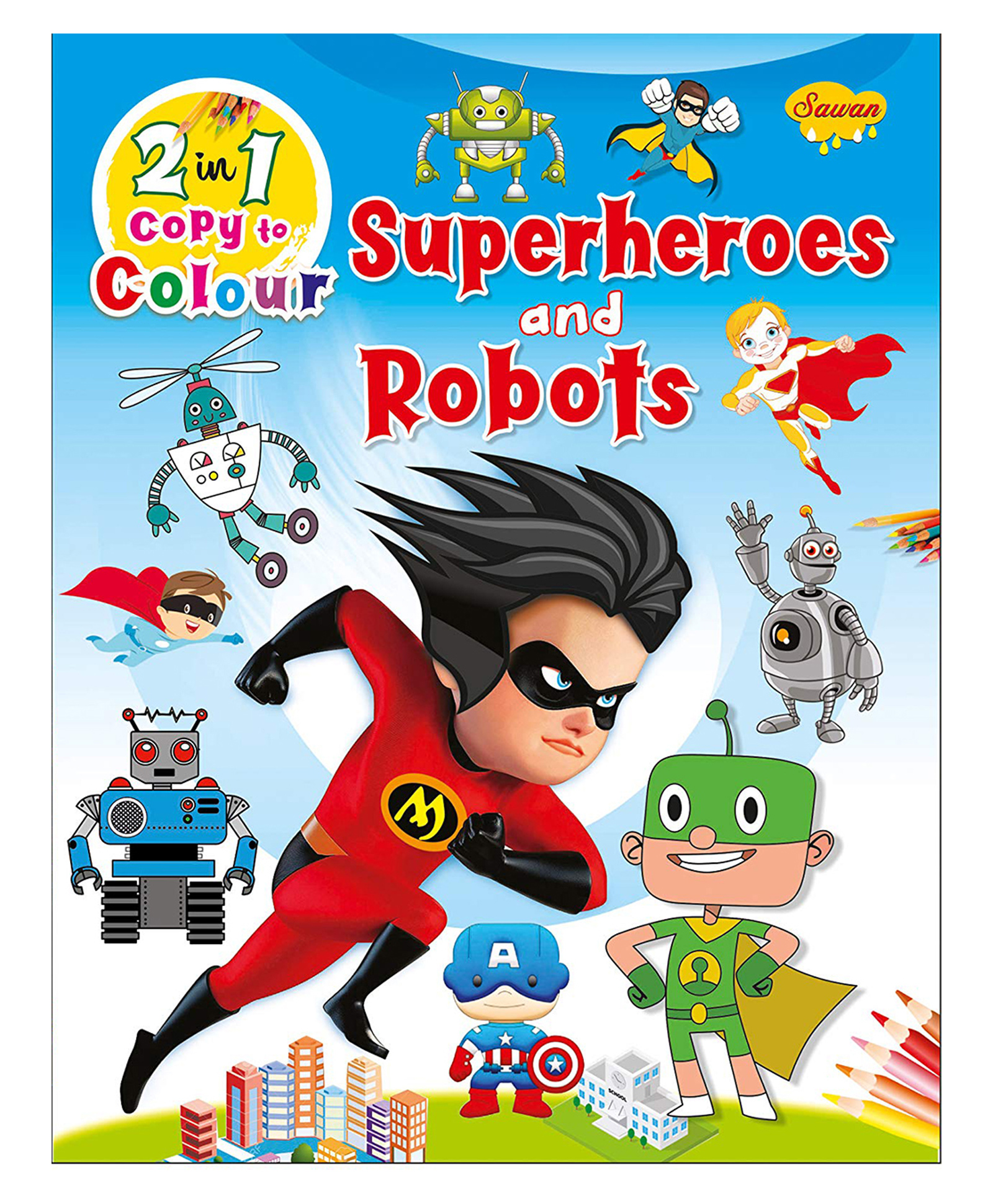 2 in 1 Copy to Colour Superheroes and Robots - English-image-34