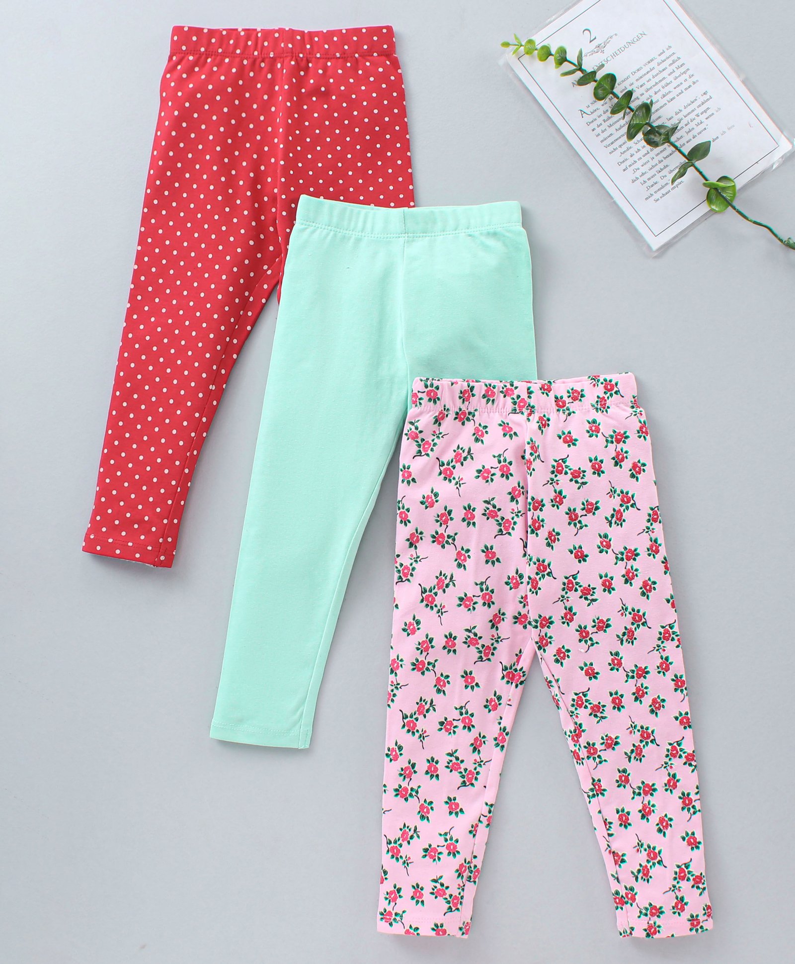 Babyhug Full Length Leggings Pack of 3- Multicolor-image-2