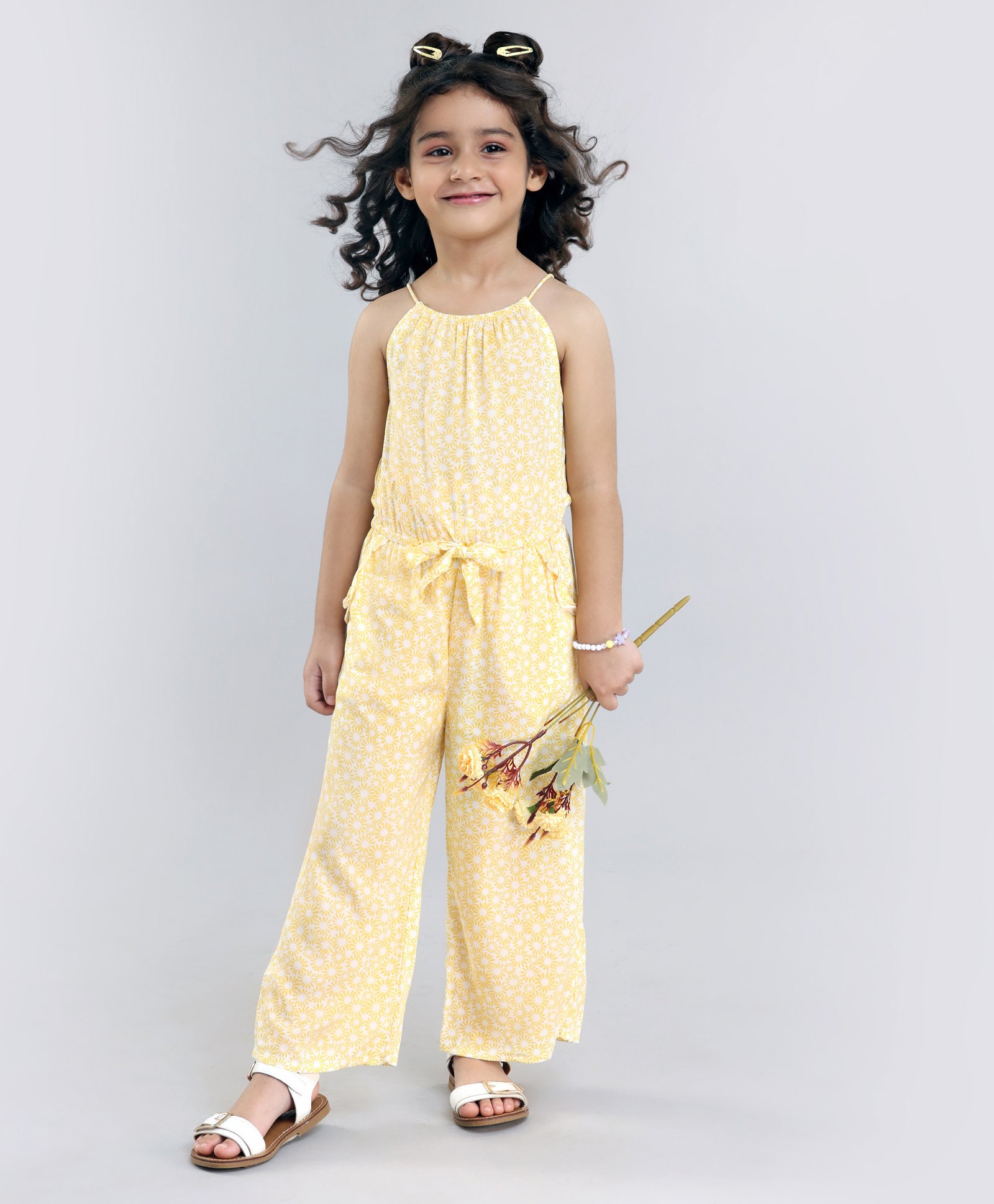 Babyoye Sleeveless Jumpsuit Floral Print - Yellow-image-28