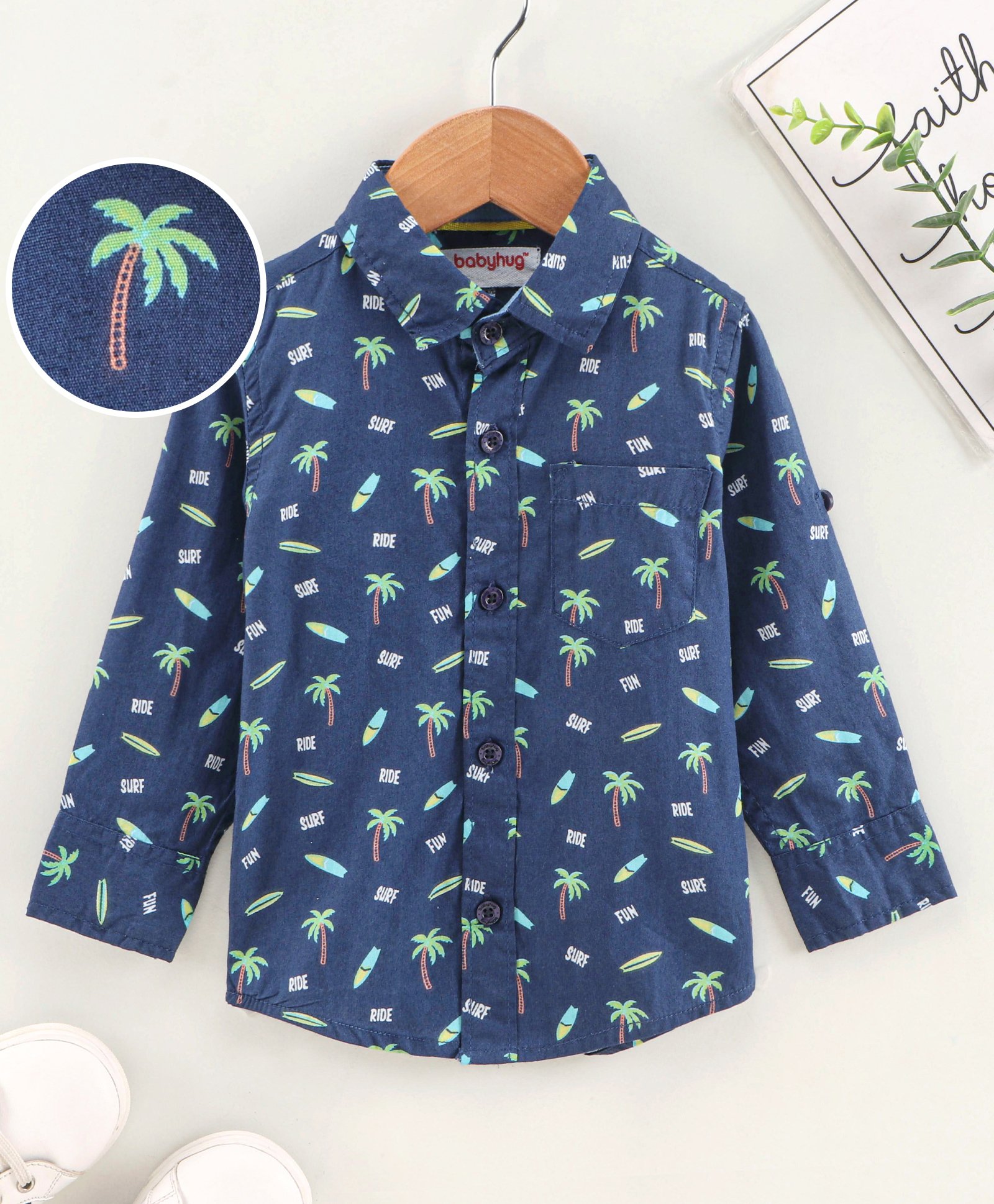 Babyhug Cotton Full Sleeves Shirt Printed - Blue-image-42