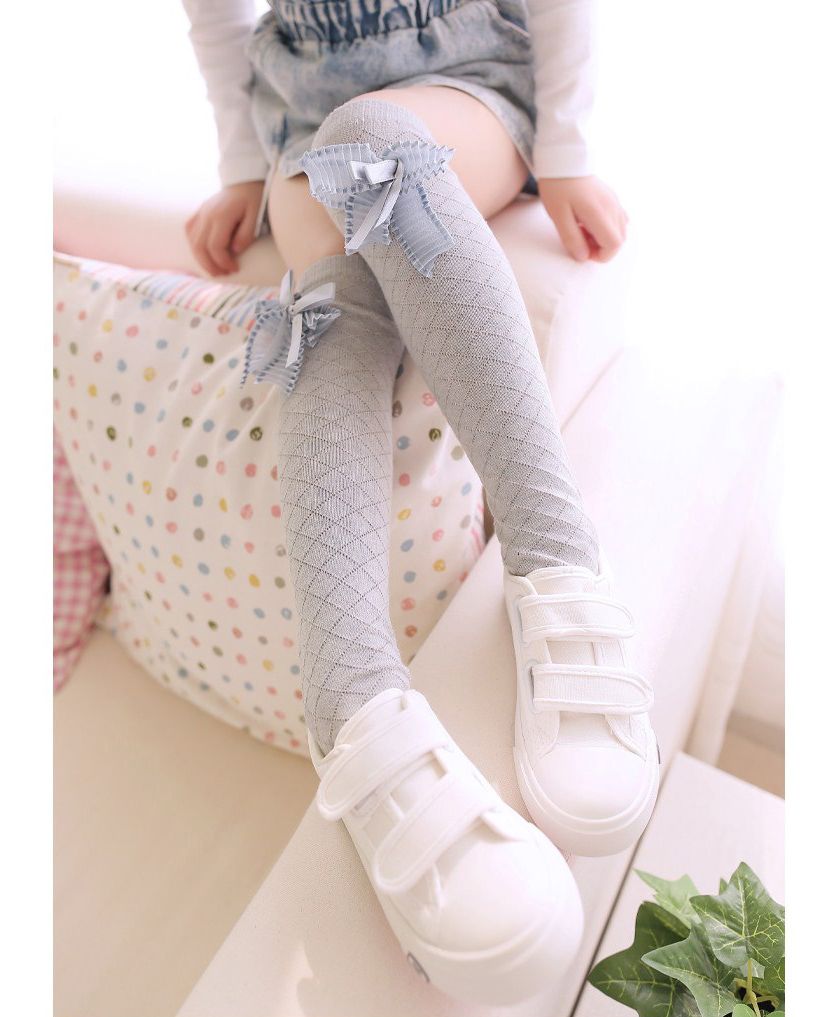 Flaunt Chic Bow Detailing Socks - Light Grey-picture-40