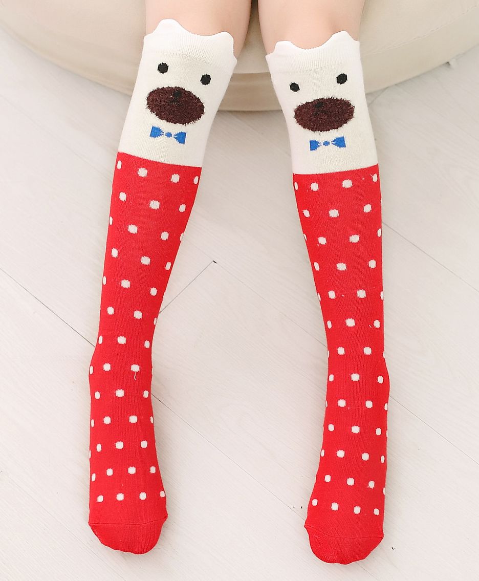 Flaunt Chic Polka Dot Printed Socks - Red-picture-21