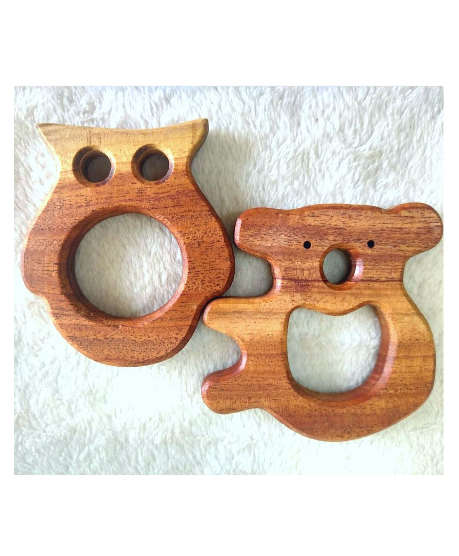 Taruh Kids Koala & Owl Shaped Neem Teether - Brown-image-1