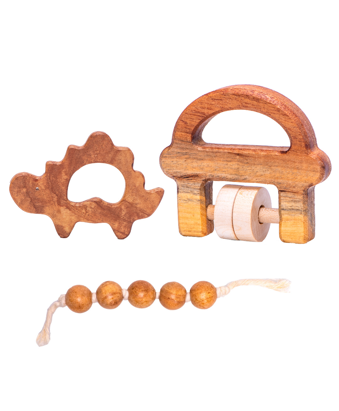 Taruh Kids Montessori Set Neem Holding Rattle Stego Teether Grasping Beads - Brown-image-40
