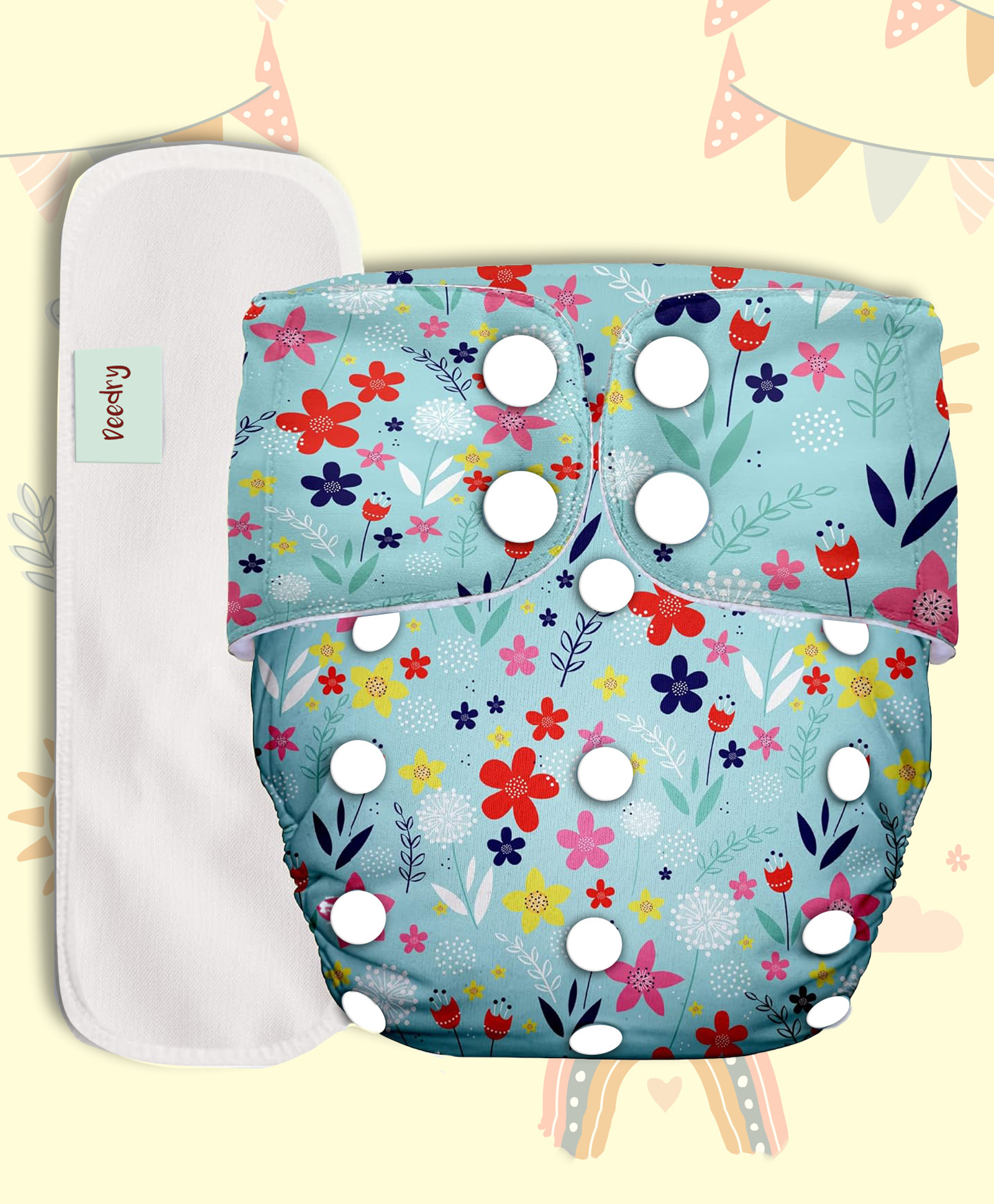 Deedry Cloth Diapers Reusable, Adjustable with Snap Buttons & comes with Insert- Sky Blue-picture-14
