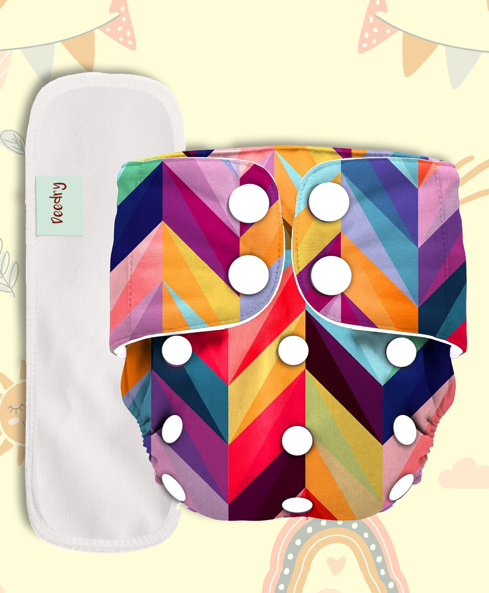 Deedry Cloth Diapers Reusable, Adjustable with Snap Buttons & comes with Insert - Pink-picture-13