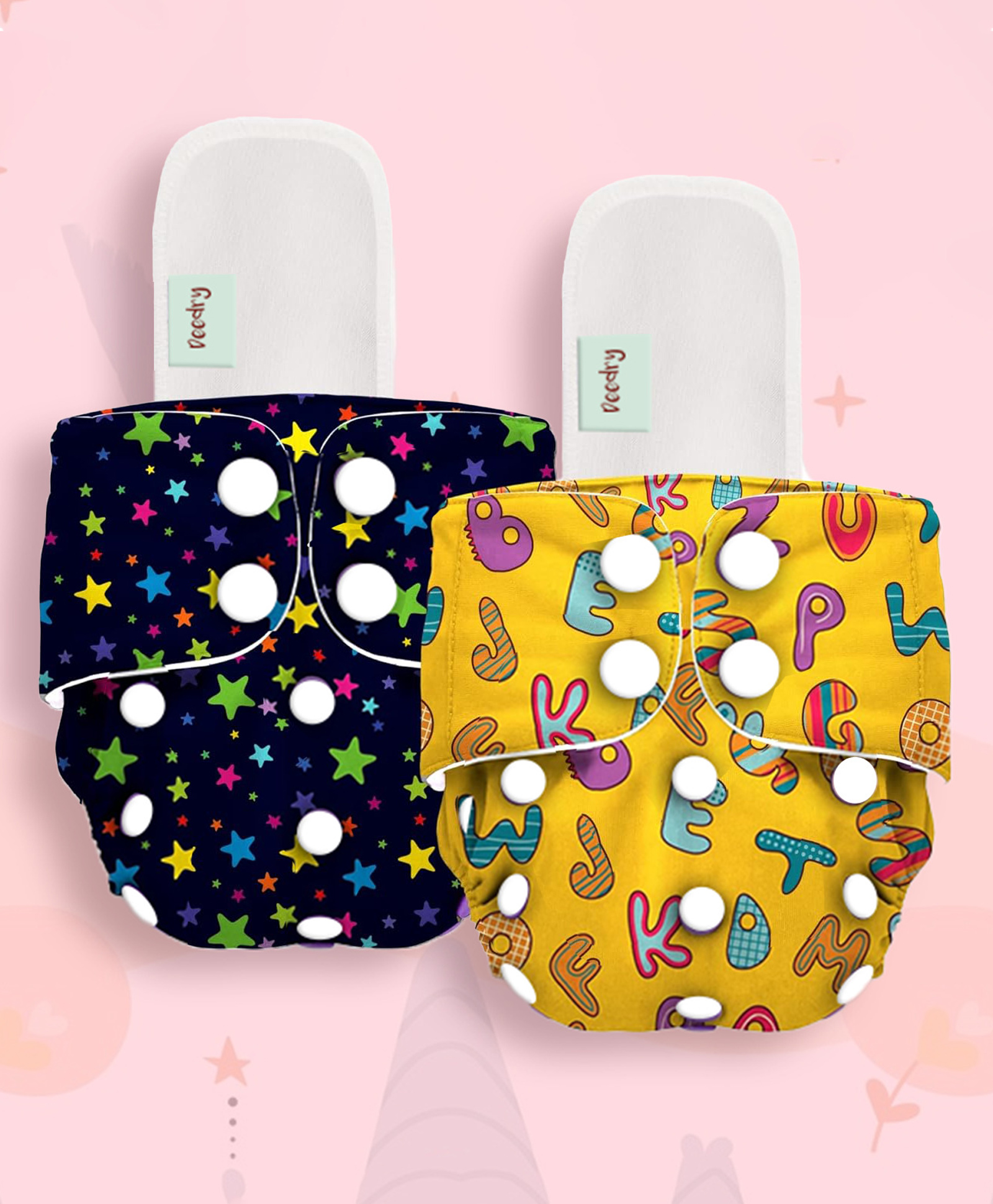 Deedry Cloth Diapers Reusable, Adjustable with Snap Buttons & comes with Insert  - Pack of 2-picture-12