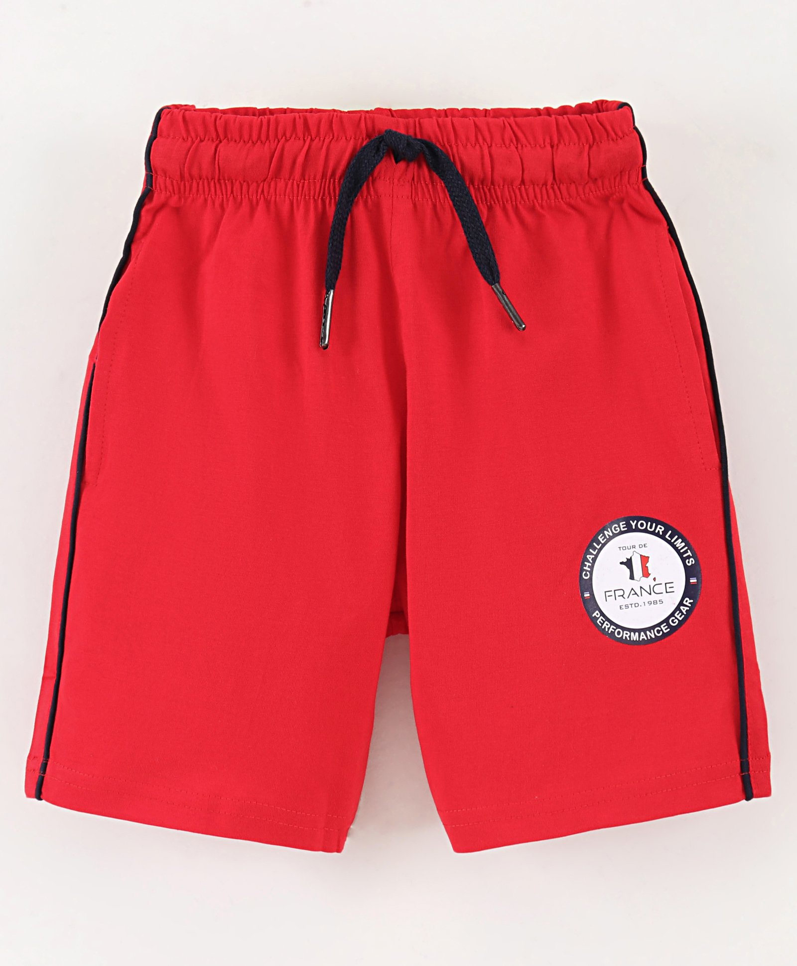 Grab It Shorts With Drawstring France Print - Red-image-45