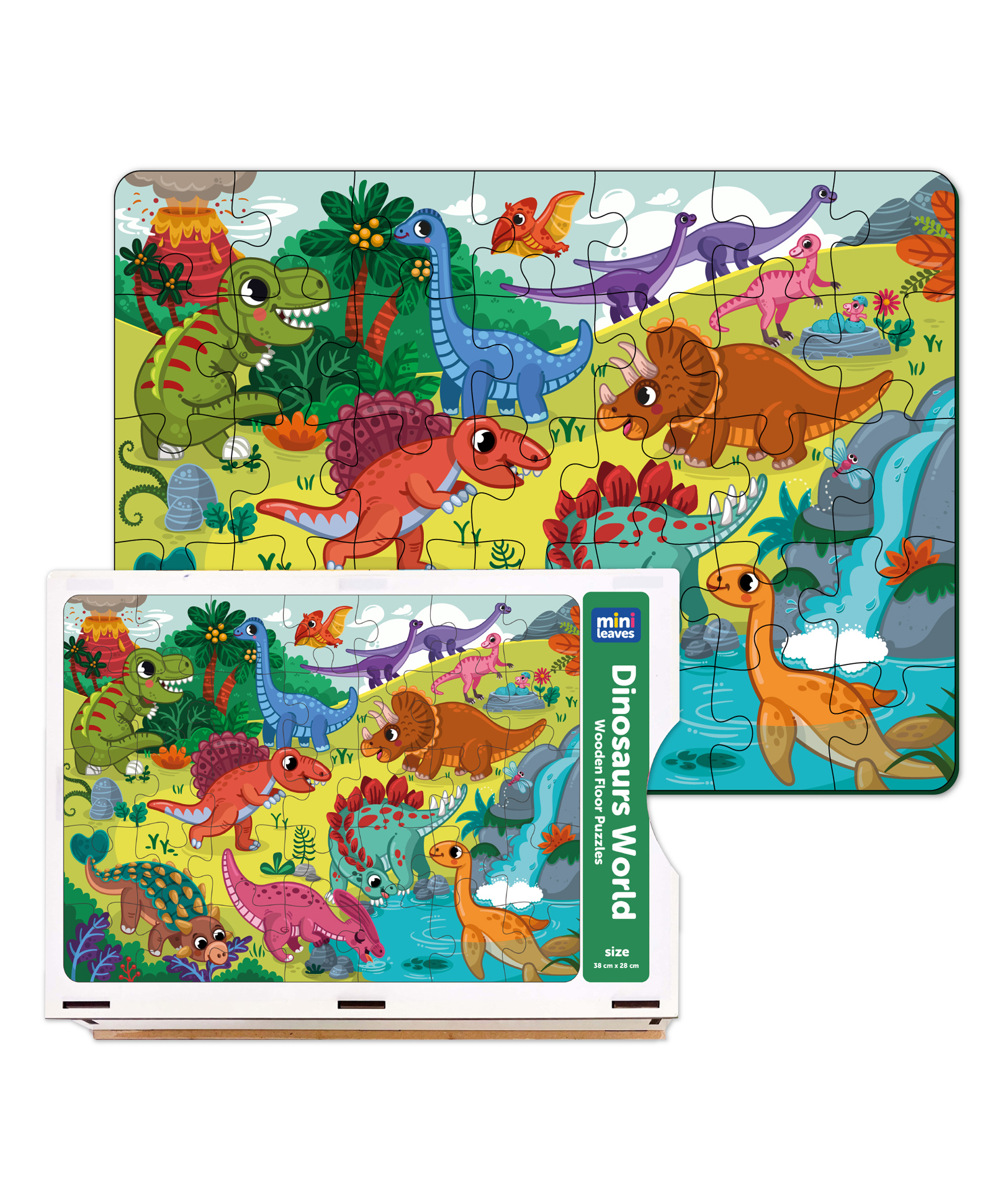 MiniLeaves Jungle Dinosaurs Wooden Jigsaw Puzzles - 48 Pieces-picture-21
