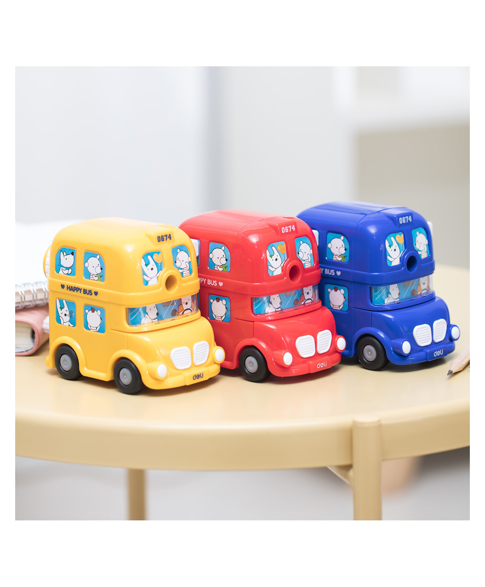 Deli Bus Shaped Rotary Sharpener For Graphite & Colour Pencil (Color May Vary)-picture-7