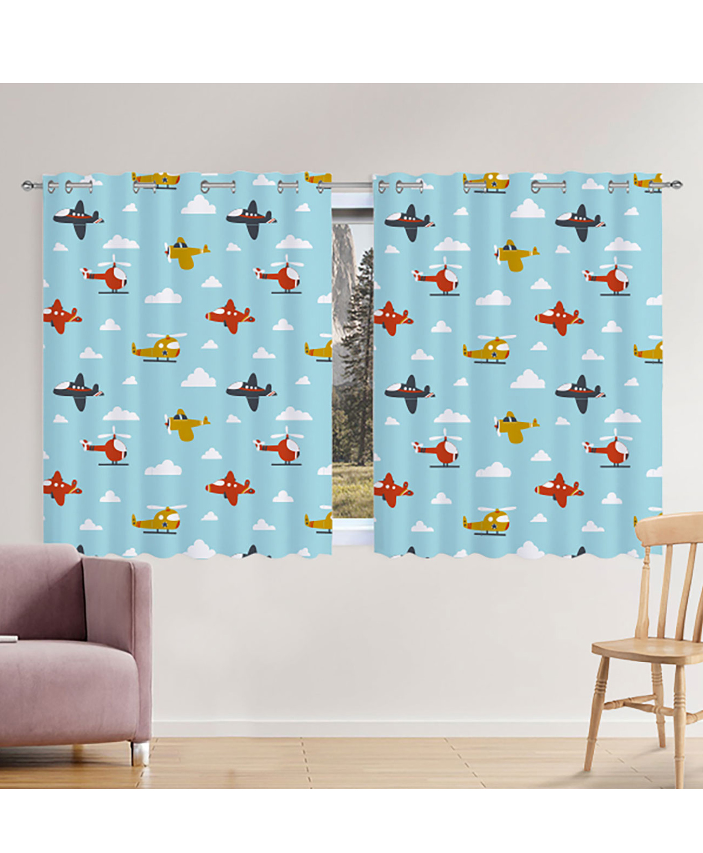 Right Gifting Digital Printed Eyelet Window Curtain For Kids Room - Pack Of 2-image-5