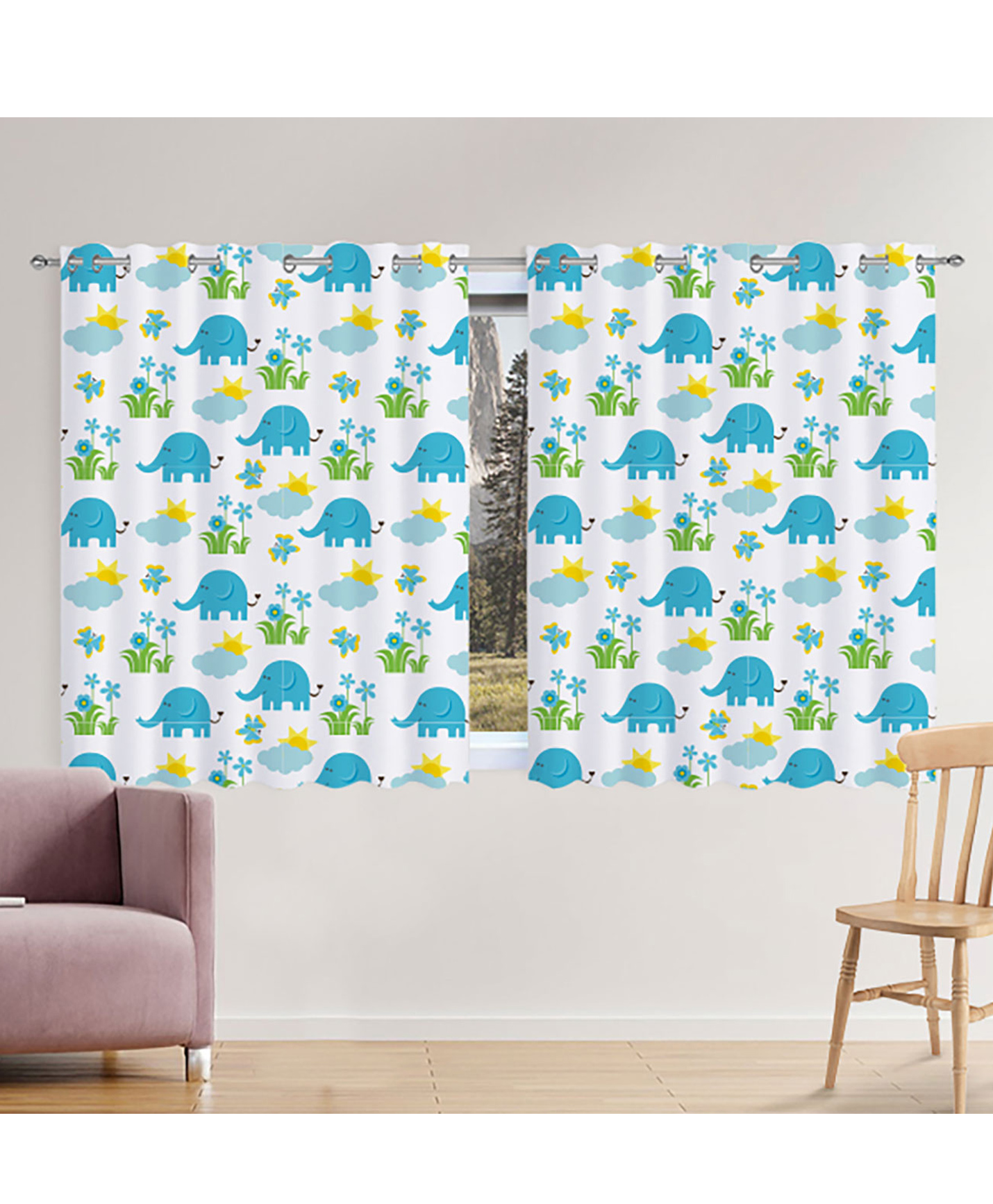 Right Gifting Digital Printed Eyelet Window Curtain For Kids Room - Pack Of 2-picture-3