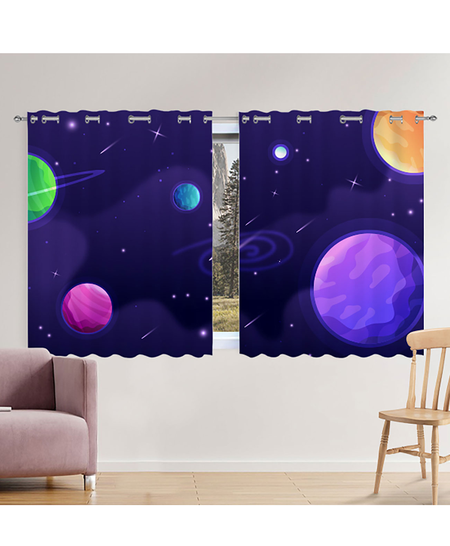 Right Gifting Digital Printed Eyelet Window Curtain For Kids Room - Pack Of 2-picture-1