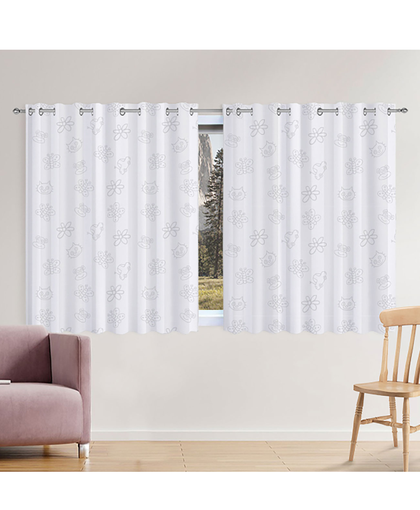 Right Gifting Digital Printed Eyelet Window Curtain For Kids Room - Pack Of 2-picture-2