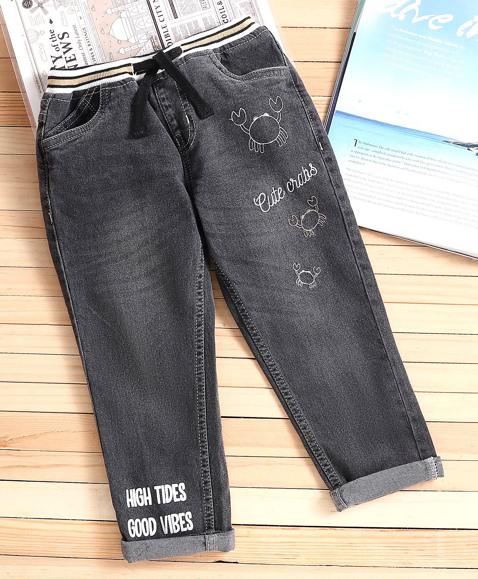 Cotton Lycra Jeans - Grey for Boys 