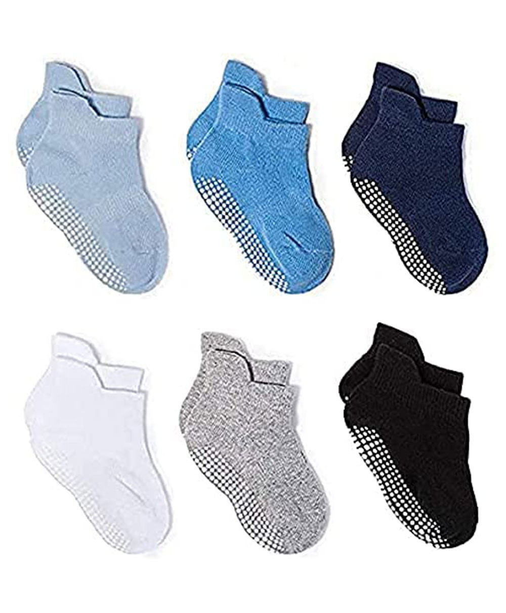 Momisy Non Slip Trainer Ankle Length Socks Pack Of 6 - Multicolor