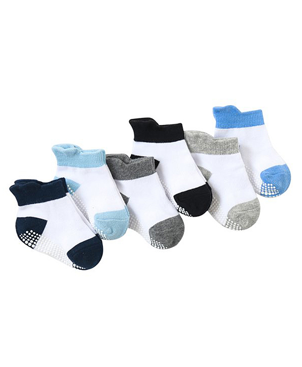 Momisy Non Slip Trainer Ankle Length Socks Pack Of 6 - Multicolor-image-9