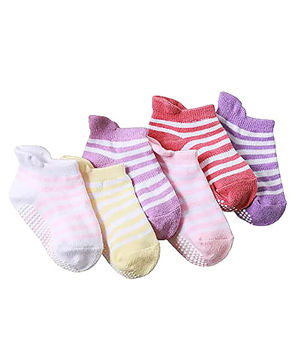MOMISY Cotton Anti-Skid Ankle Length Socks Pack of 6 - Multicolor-picture-15