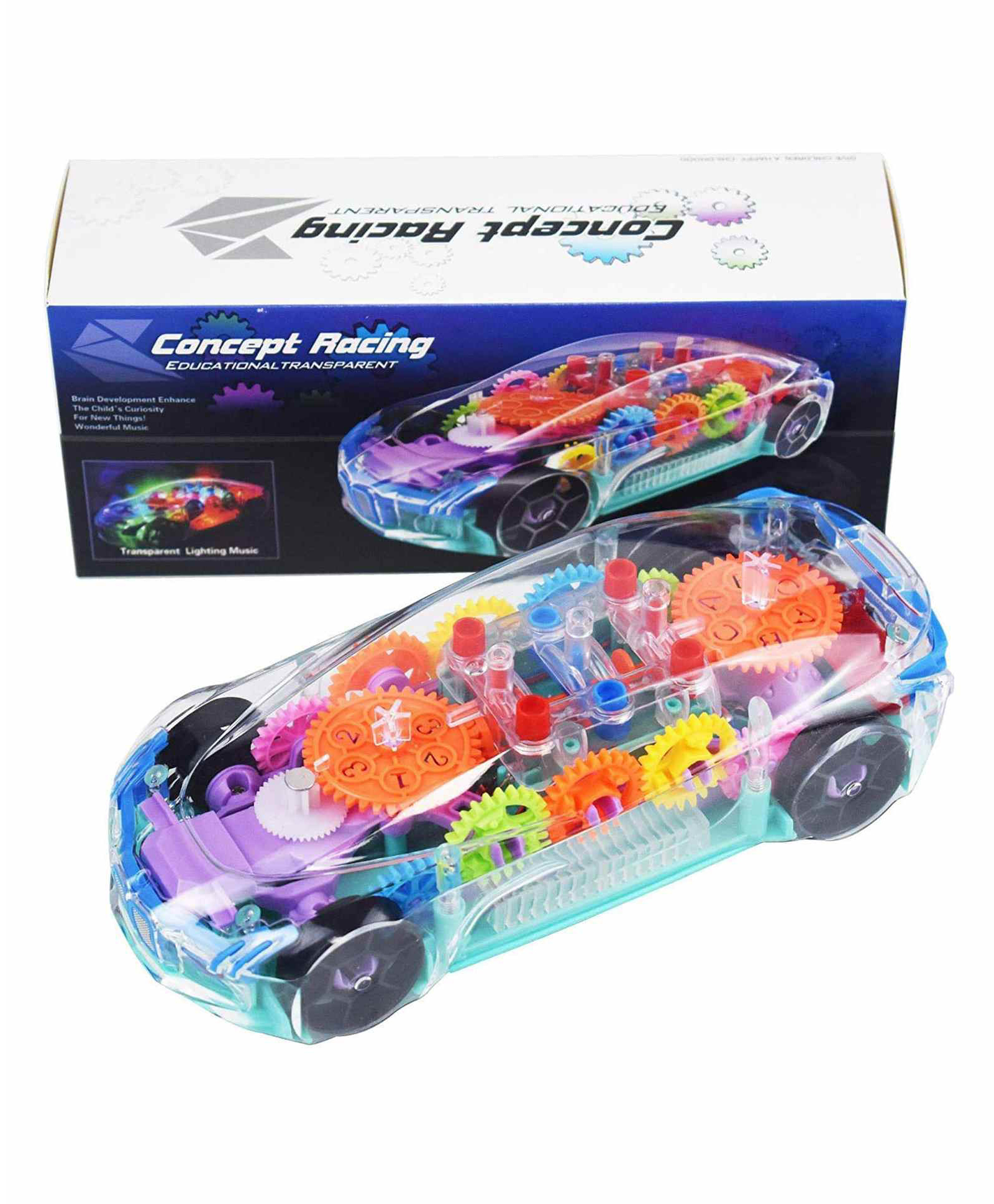 AKN TOYS 360 Degrees Rotating Transparent Concept Racing Car With Music & 3D Flashing Lights - Multicolor-picture-13