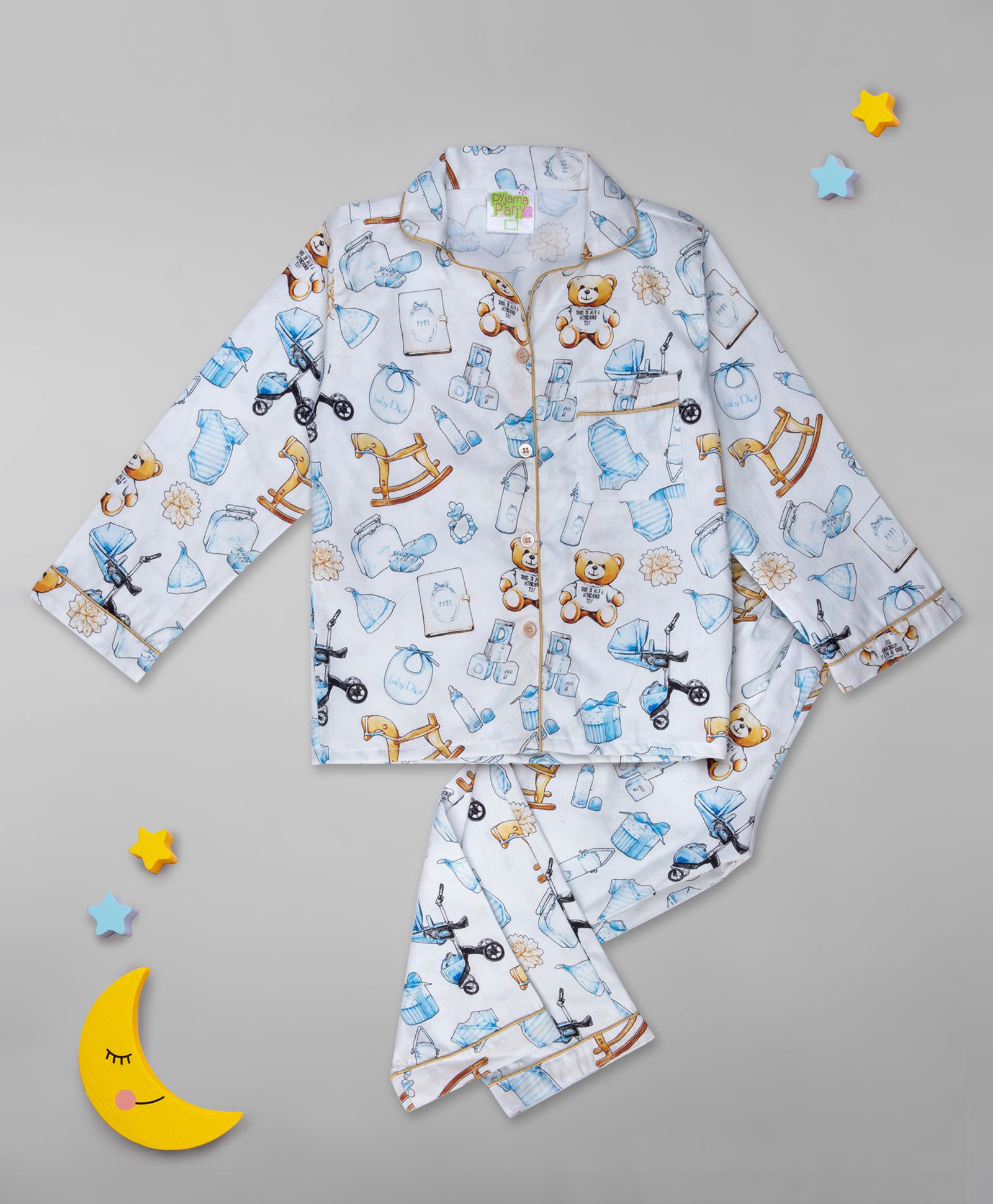 Full Sleeves Makeup Print Night Suit 