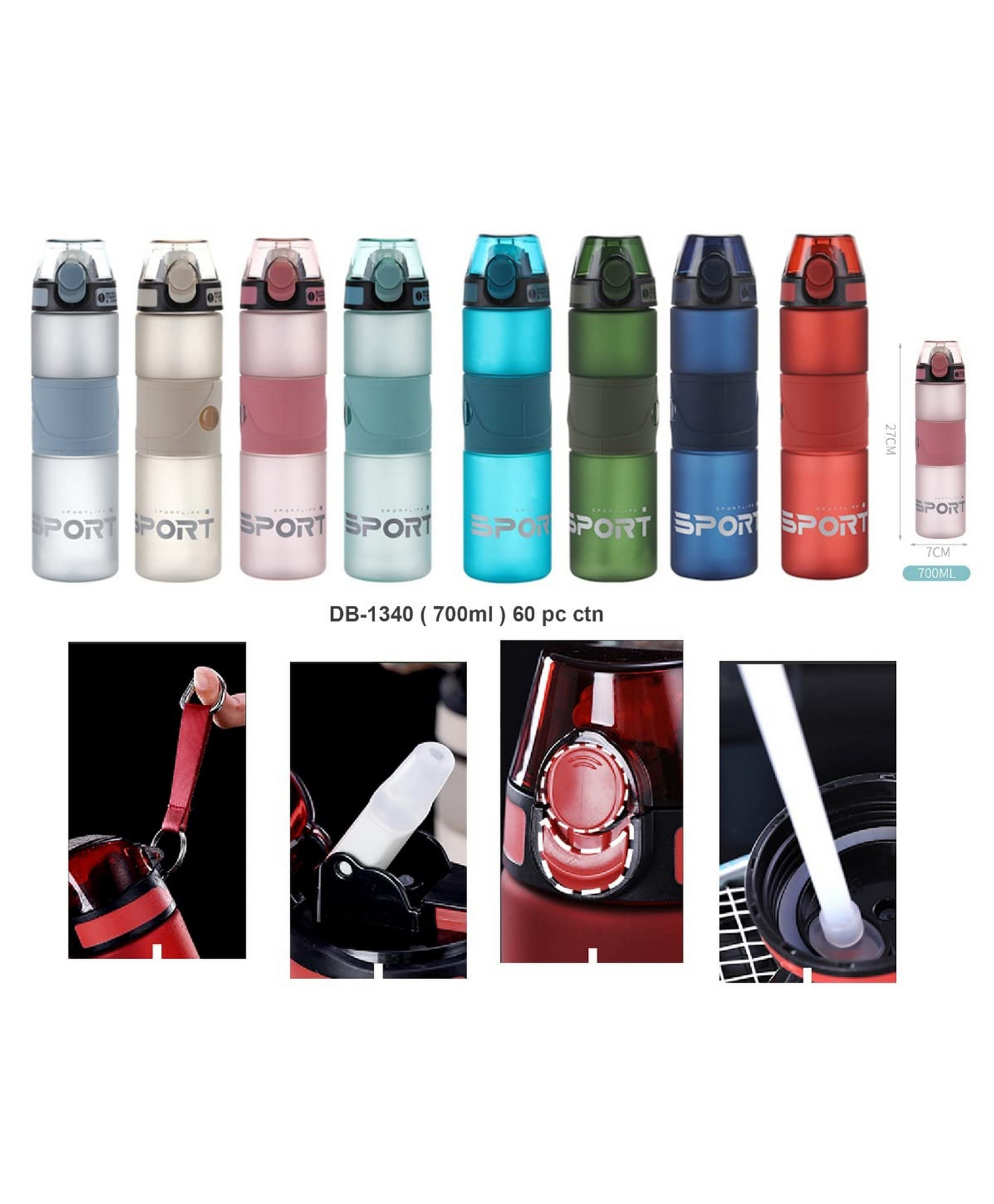 YAMAMA Sportlife Motivational Leakproof Water Bottle - 700 ml (Colour May Vary)-image-27