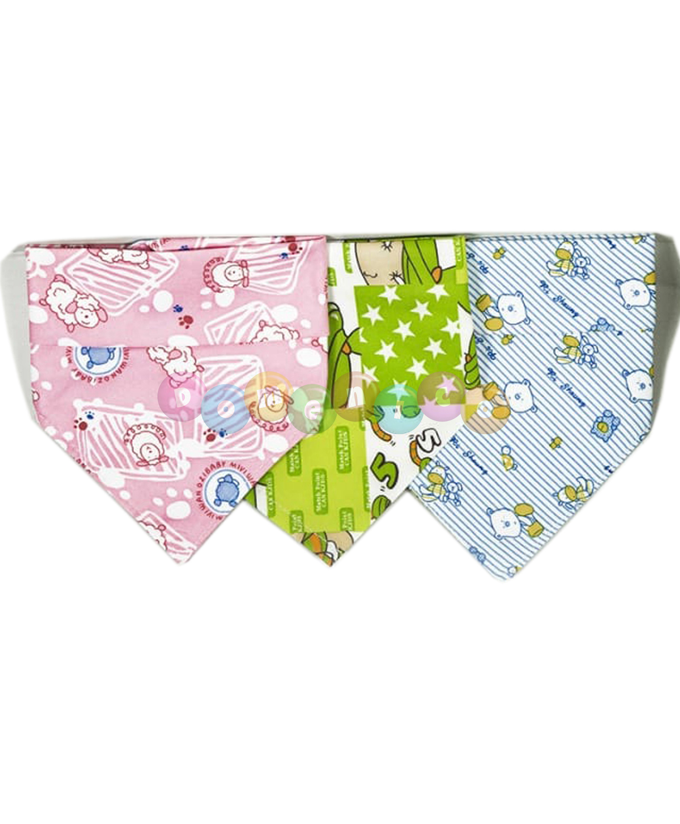 DOMENICO 100% Cotton Double Layer Bandana Drool Bibs Pack of 3 (Colour & Print May Vary)-picture-27