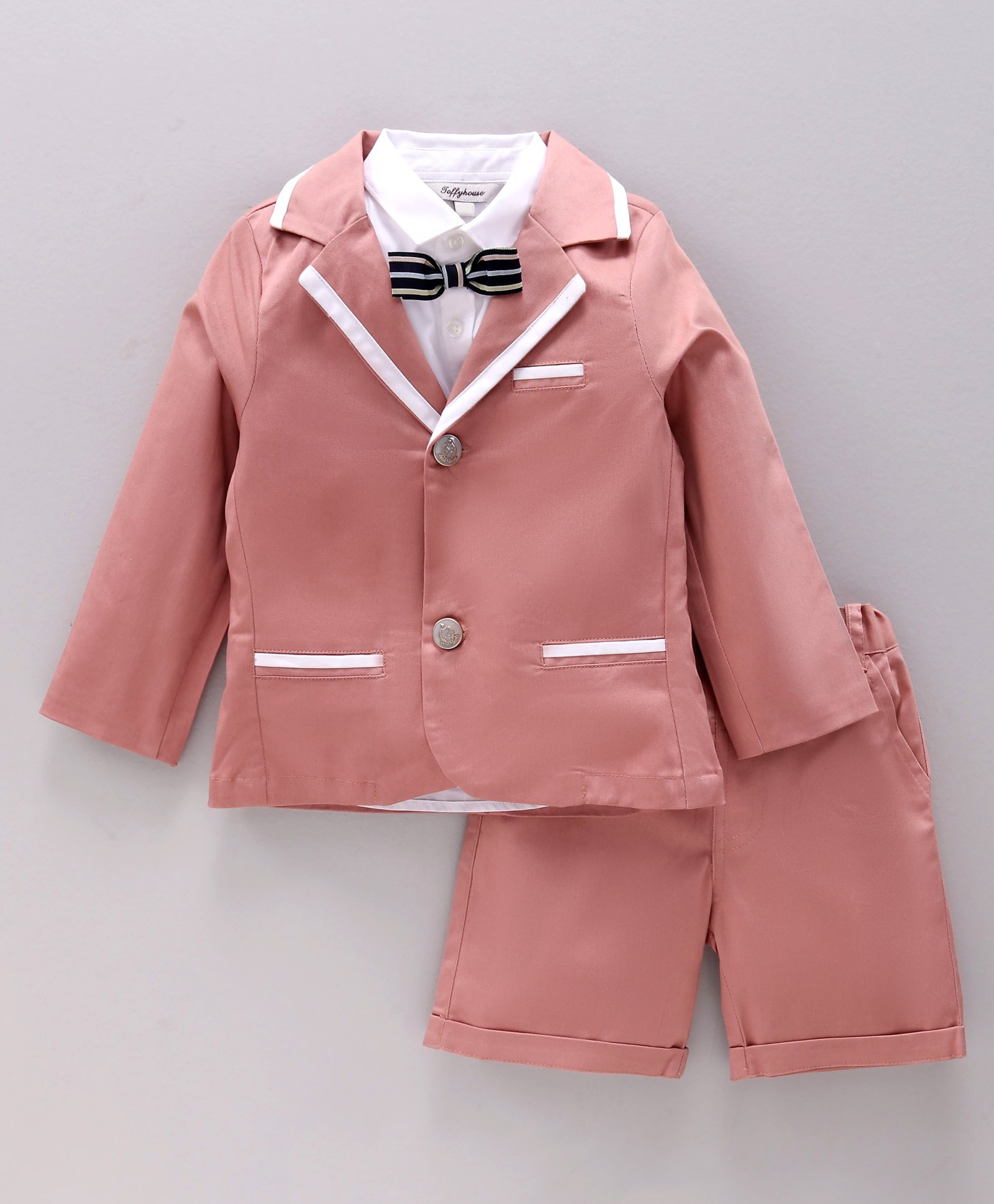 ToffyHouse Full Sleeves Solid Shirt and Pants Set with Coat - Onion Pink-image-46