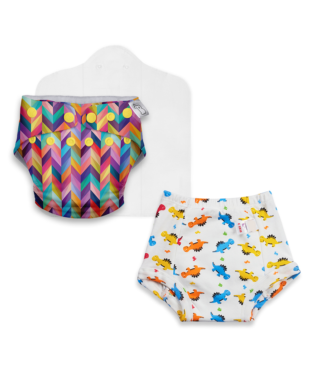 SuperBottoms Organic Cotton UNO Cloth Diaper With 1 Dry Feel Magic Dry Pad & Size 2 Padded Underwear - Multicolor Color May Vary-image-21