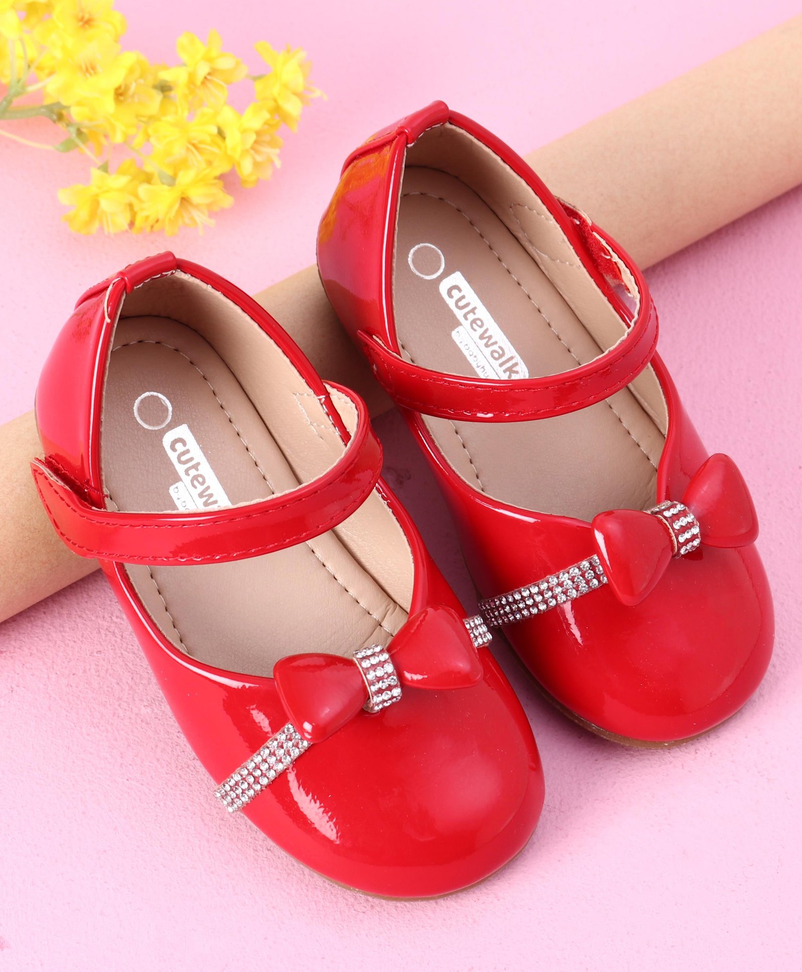 Cute Walk by Babyhug Ballerinas Bow Applique - Red-image-33